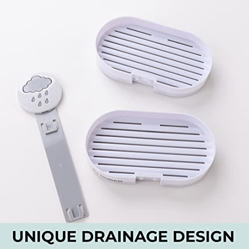 Kuber Industries Two Tier Hanging Soap Case|Self Adheshive|Waterproof Drainage Design|Space Optimizing|Multi Utility Sink Organizers|CM02|Set of 2|White