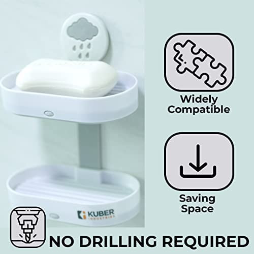 Kuber Industries Two Tier Hanging Soap Case|Self Adheshive|Waterproof Drainage Design|Space Optimizing|Multi Utility Sink Organizers|CM02|Set of 2|White
