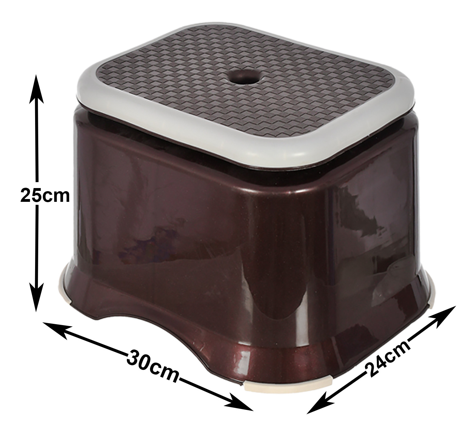 Kuber Industries Ultra 10 Multiuses Portable, Lightweight, Strong, Durable Plastic Bathroom/Step/Sitting Stool, Patla (Brown)-46KM0141