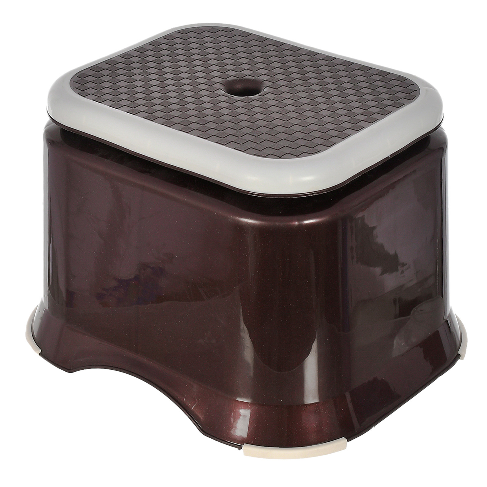 Kuber Industries Ultra 10 Multiuses Portable, Lightweight, Strong, Durable Plastic Bathroom/Step/Sitting Stool, Patla (Brown)-46KM0141