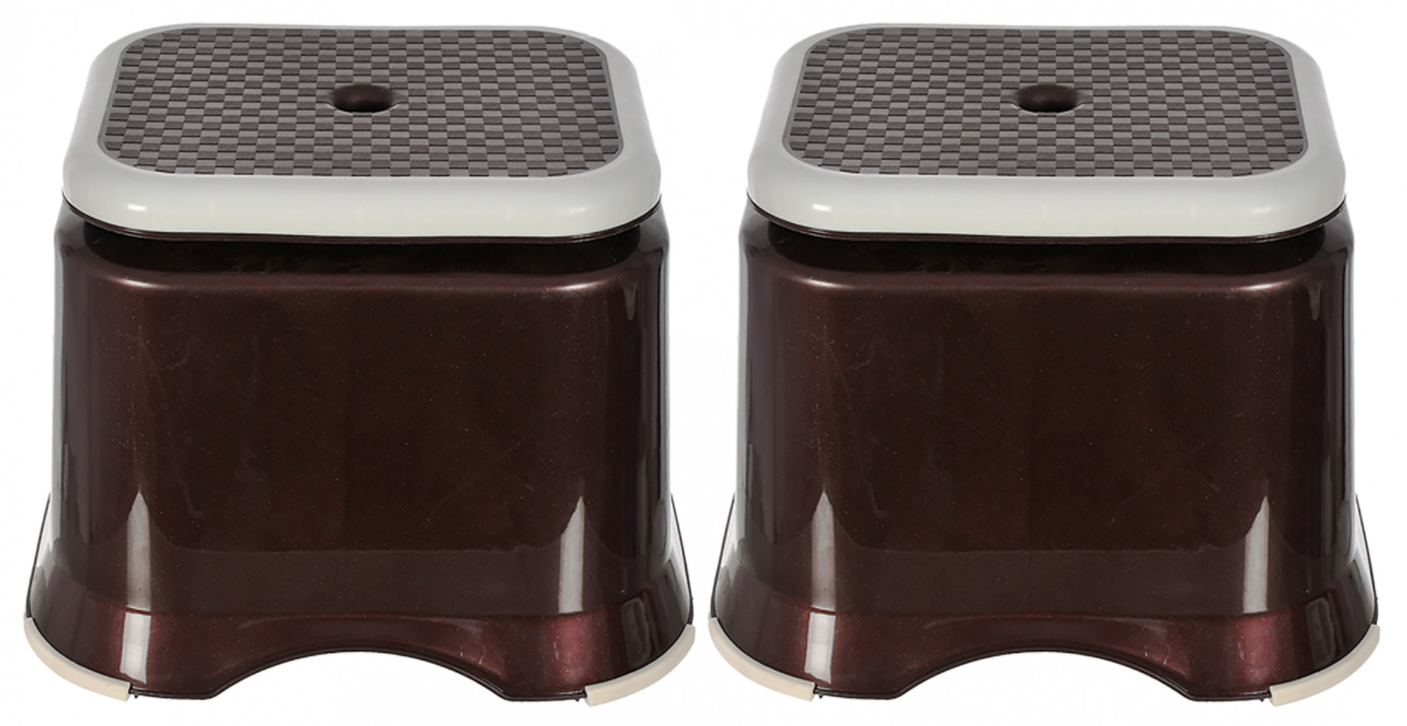 Kuber Industries Ultra 10 Multiuses Portable, Lightweight, Strong, Durable Plastic Bathroom/Step/Sitting Stool, Patla (Brown)-46KM0141
