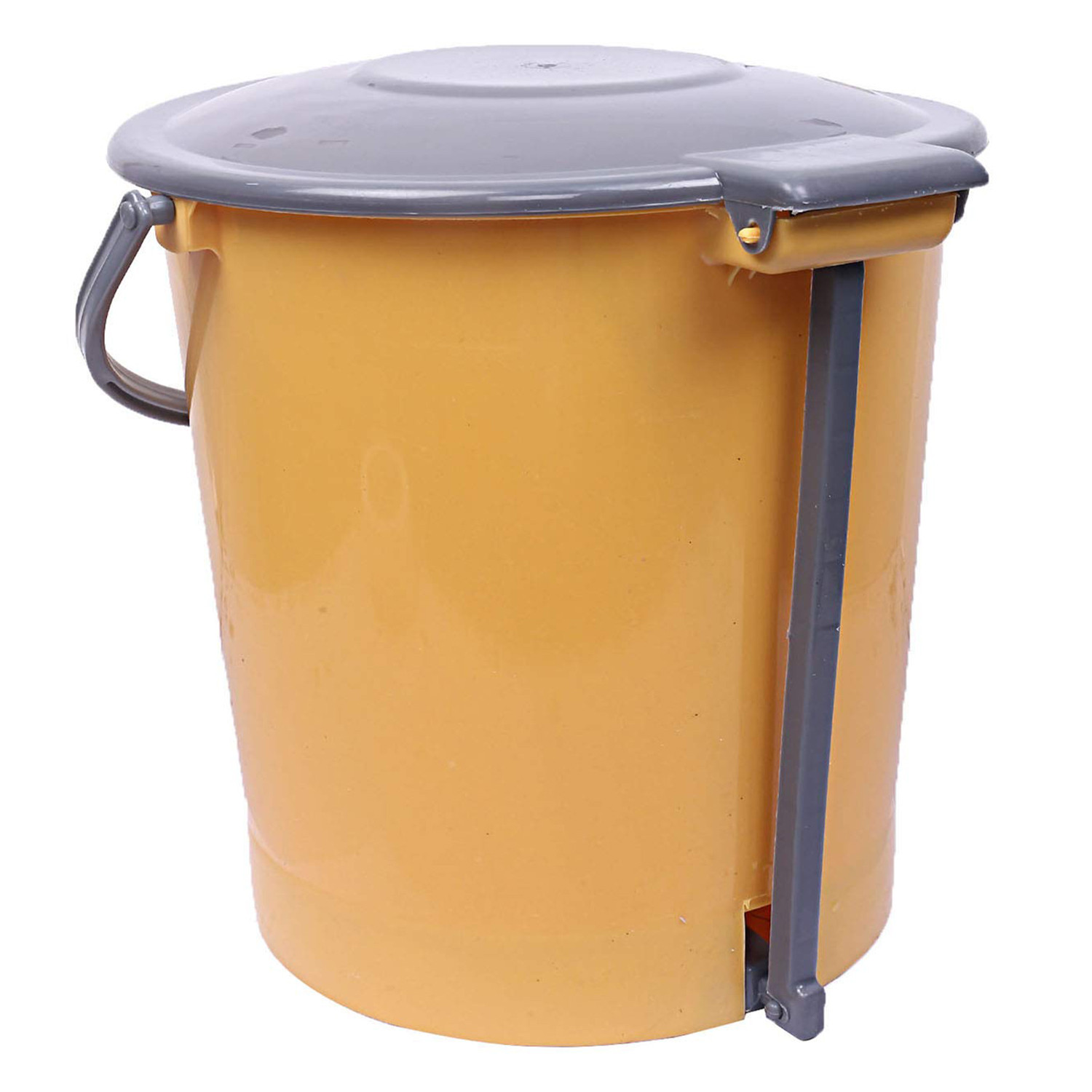 Kuber Industries Ultra Plastic Garbage Waste Pedal Dustbin for Home, Office with Handle, 5 Liters (Cream & Brown)-KUBMART3040