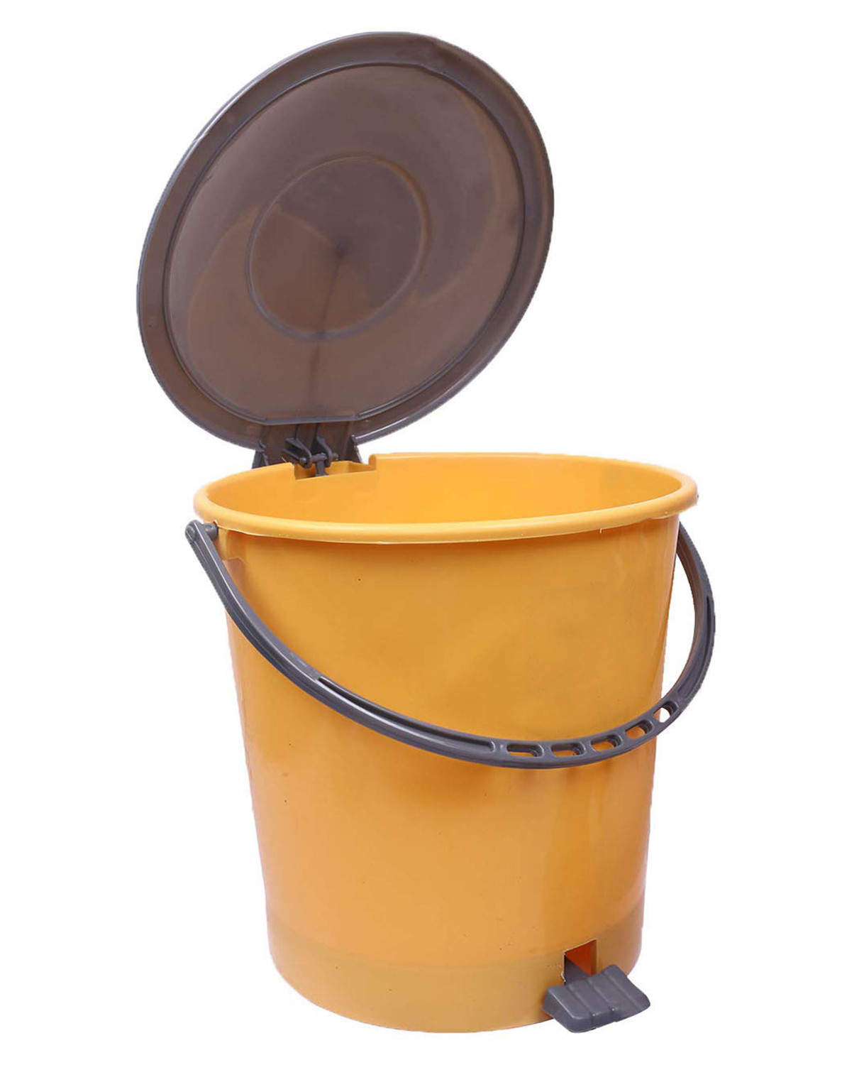 Kuber Industries Ultra Plastic Garbage Waste Pedal Dustbin for Home, Office with Handle, 5 Liters (Cream & Brown)-KUBMART3040