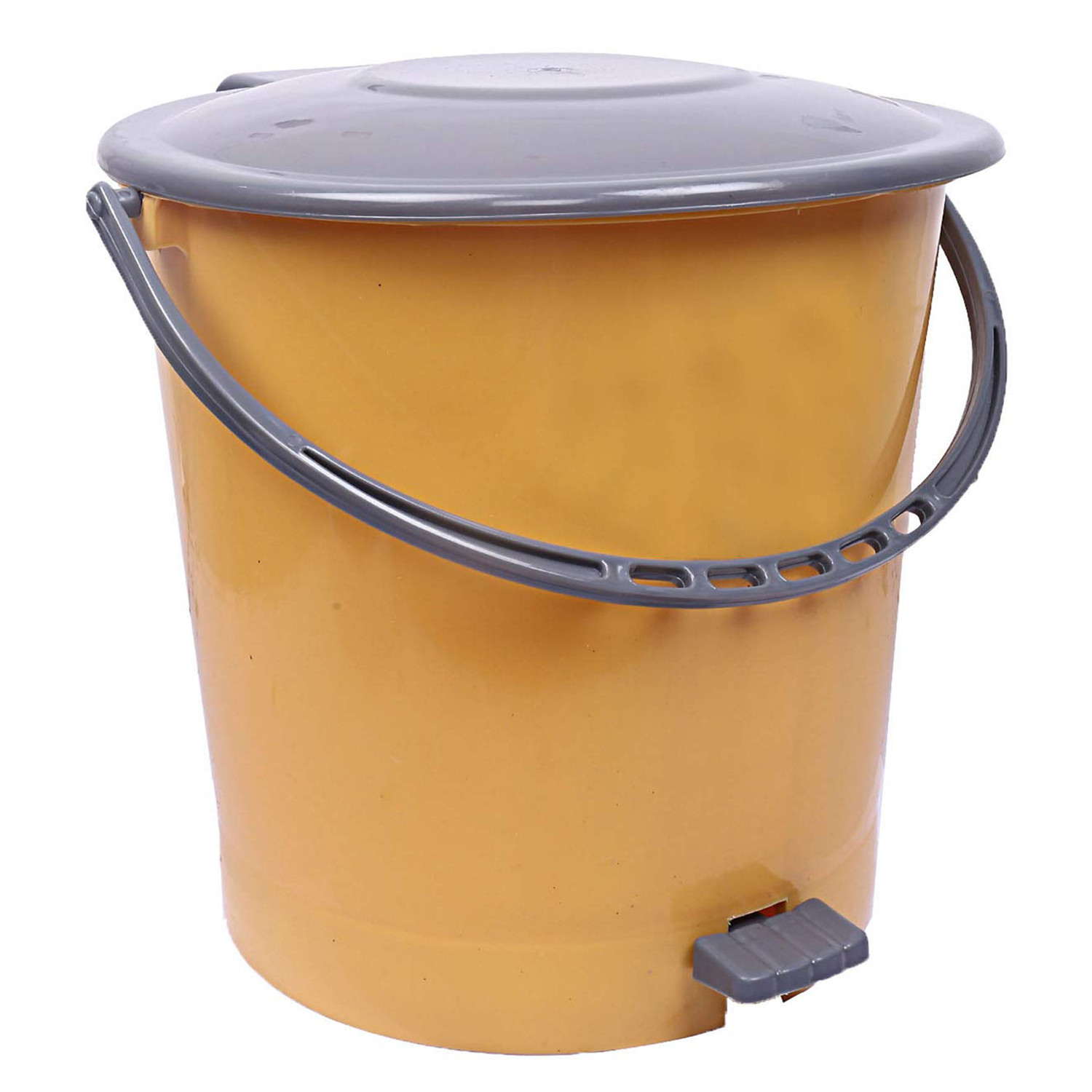 Kuber Industries Ultra Plastic Garbage Waste Pedal Dustbin for Home, Office with Handle, 5 Liters (Cream & Brown)-KUBMART3040