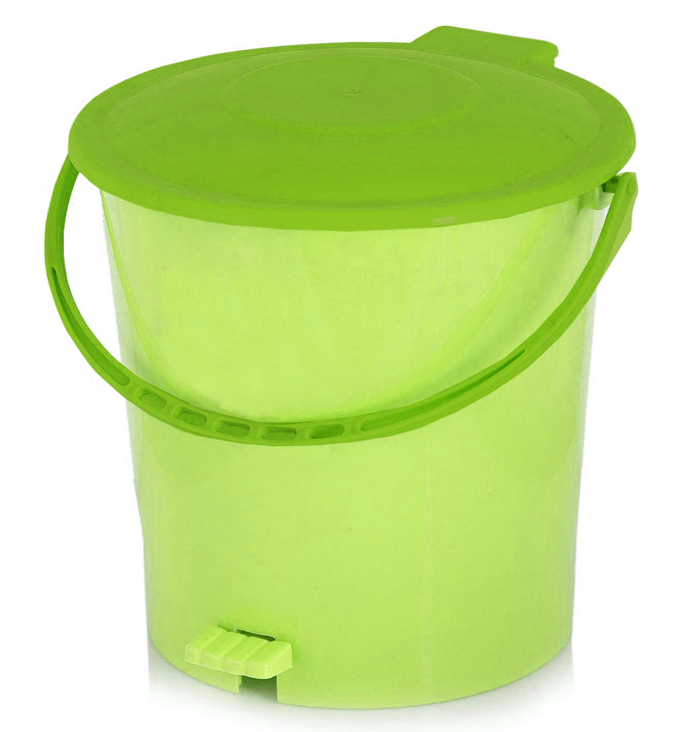 Kuber Industries Ultra Plastic Garbage Waste Pedal Dustbin for Home, Office with Handle, 5 Liters (Green)-KUBMART3024