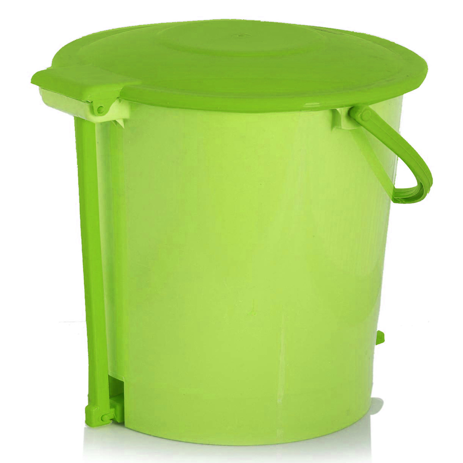 Kuber Industries Ultra Plastic Garbage Waste Pedal Dustbin for Home, Office with Handle, 5 Liters (Green)-KUBMART3024