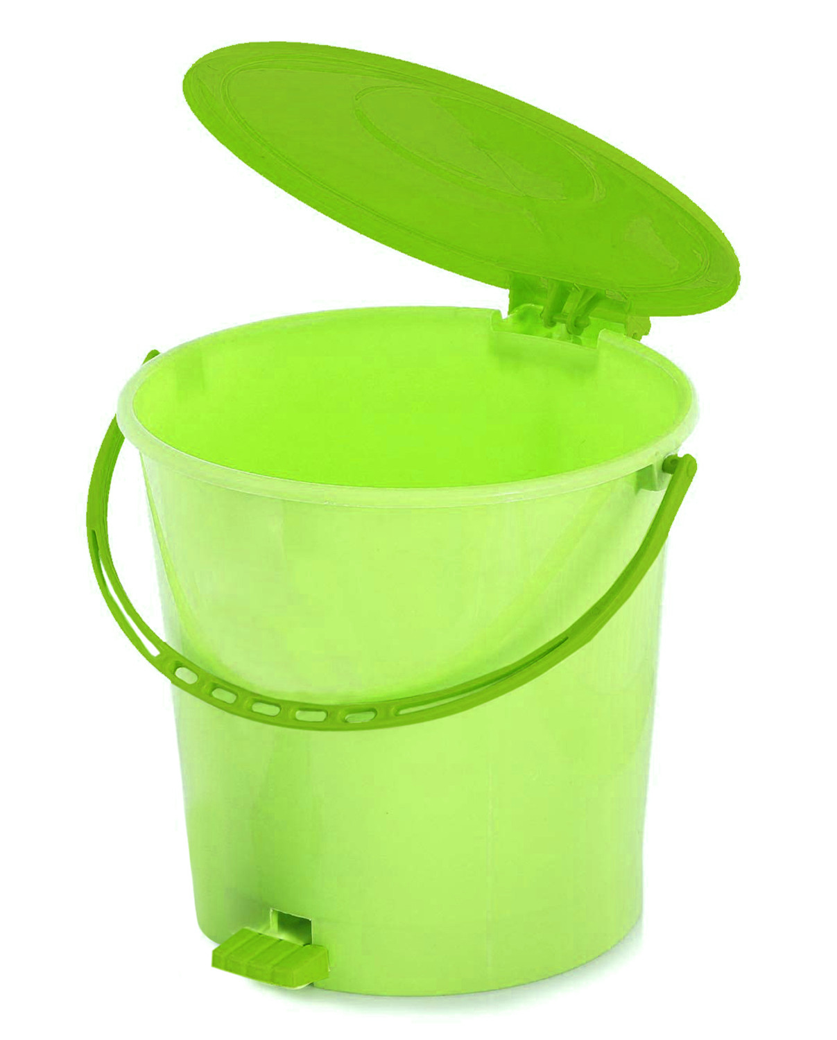 Kuber Industries Ultra Plastic Garbage Waste Pedal Dustbin for Home, Office with Handle, 5 Liters (Green)-KUBMART3024