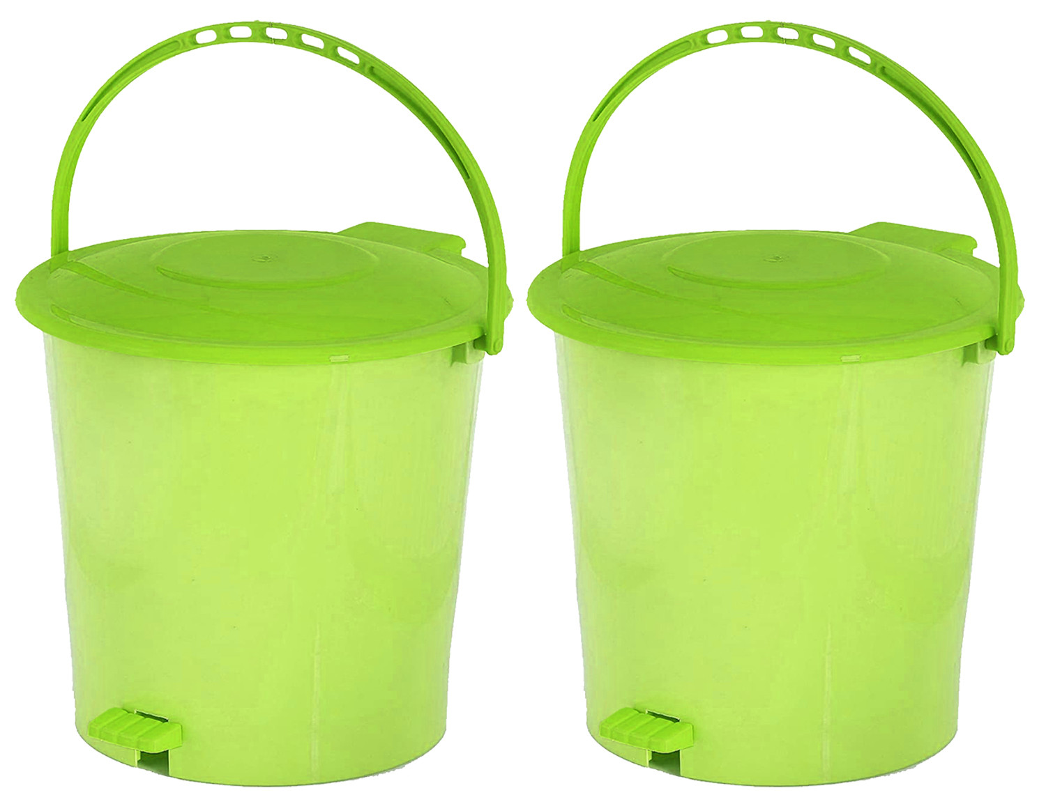 Kuber Industries Ultra Plastic Garbage Waste Pedal Dustbin for Home, Office with Handle, 5 Liters (Green)-KUBMART3024