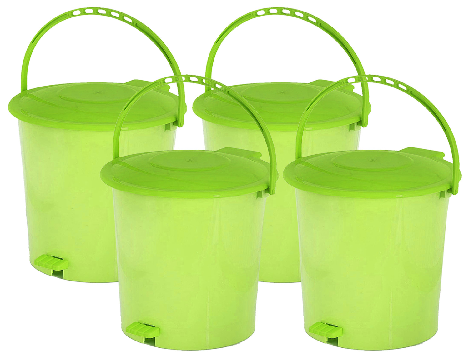 Kuber Industries Ultra Plastic Garbage Waste Pedal Dustbin for Home, Office with Handle, 5 Liters (Green)-KUBMART3024