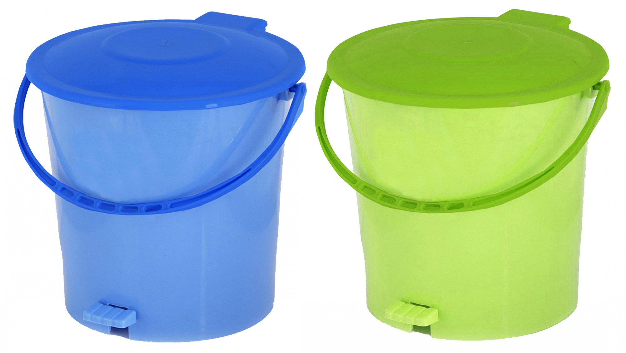 Kuber Industries Ultra Plastic Garbage Waste Pedal Dustbin for Home, Office with Handle, 5 Liters (Green & Blue)-KUBMART3054
