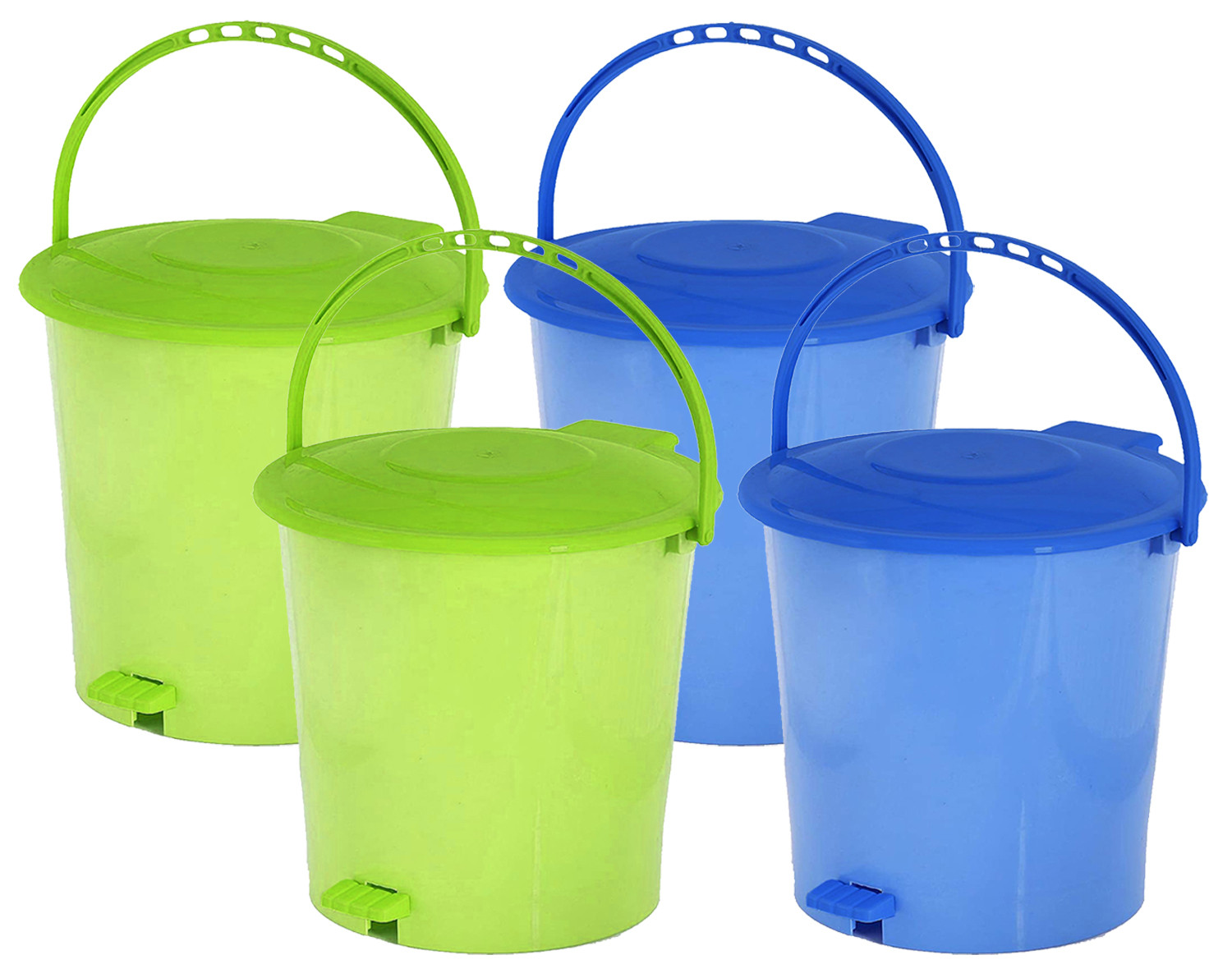 Kuber Industries Ultra Plastic Garbage Waste Pedal Dustbin for Home, Office with Handle, 5 Liters (Green & Blue)-KUBMART3054