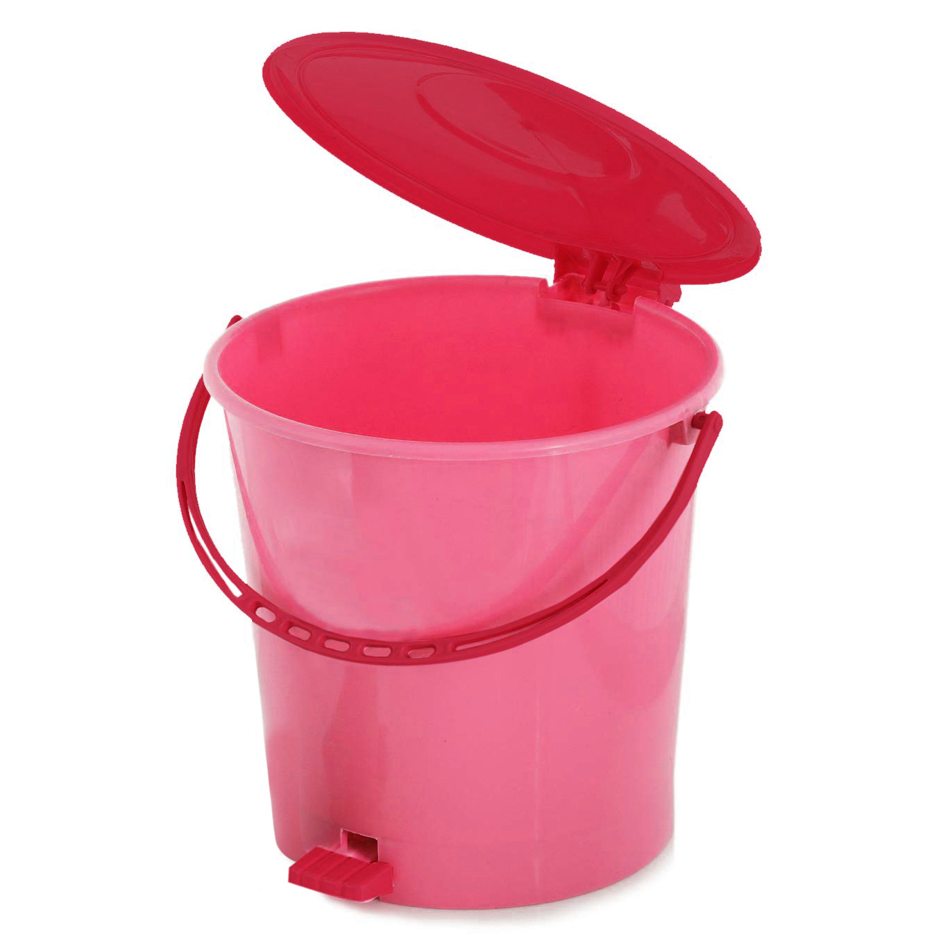Kuber Industries Ultra Plastic Garbage Waste Pedal Dustbin for Home, Office with Handle, 5 Liters (Pink)-KUBMART3016
