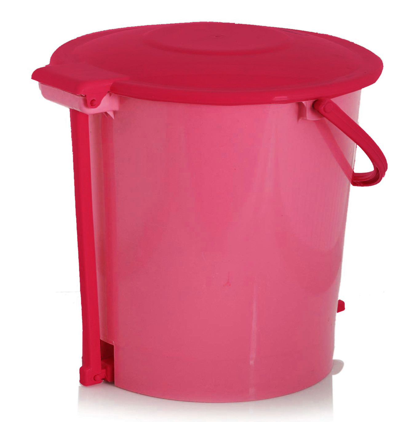 Kuber Industries Ultra Plastic Garbage Waste Pedal Dustbin for Home, Office with Handle, 5 Liters (Pink)-KUBMART3016