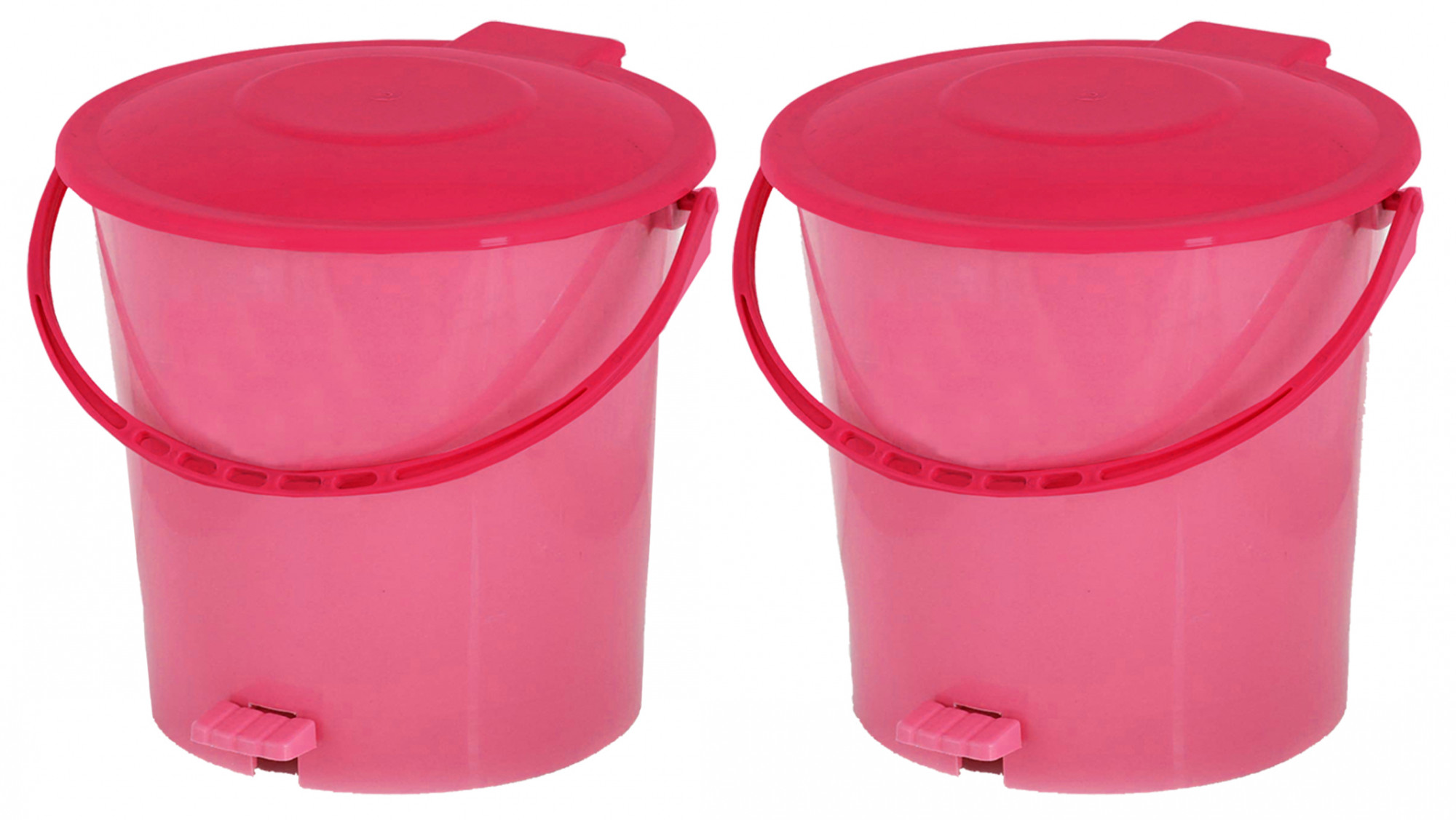 Kuber Industries Ultra Plastic Garbage Waste Pedal Dustbin for Home, Office with Handle, 5 Liters (Pink)-KUBMART3016