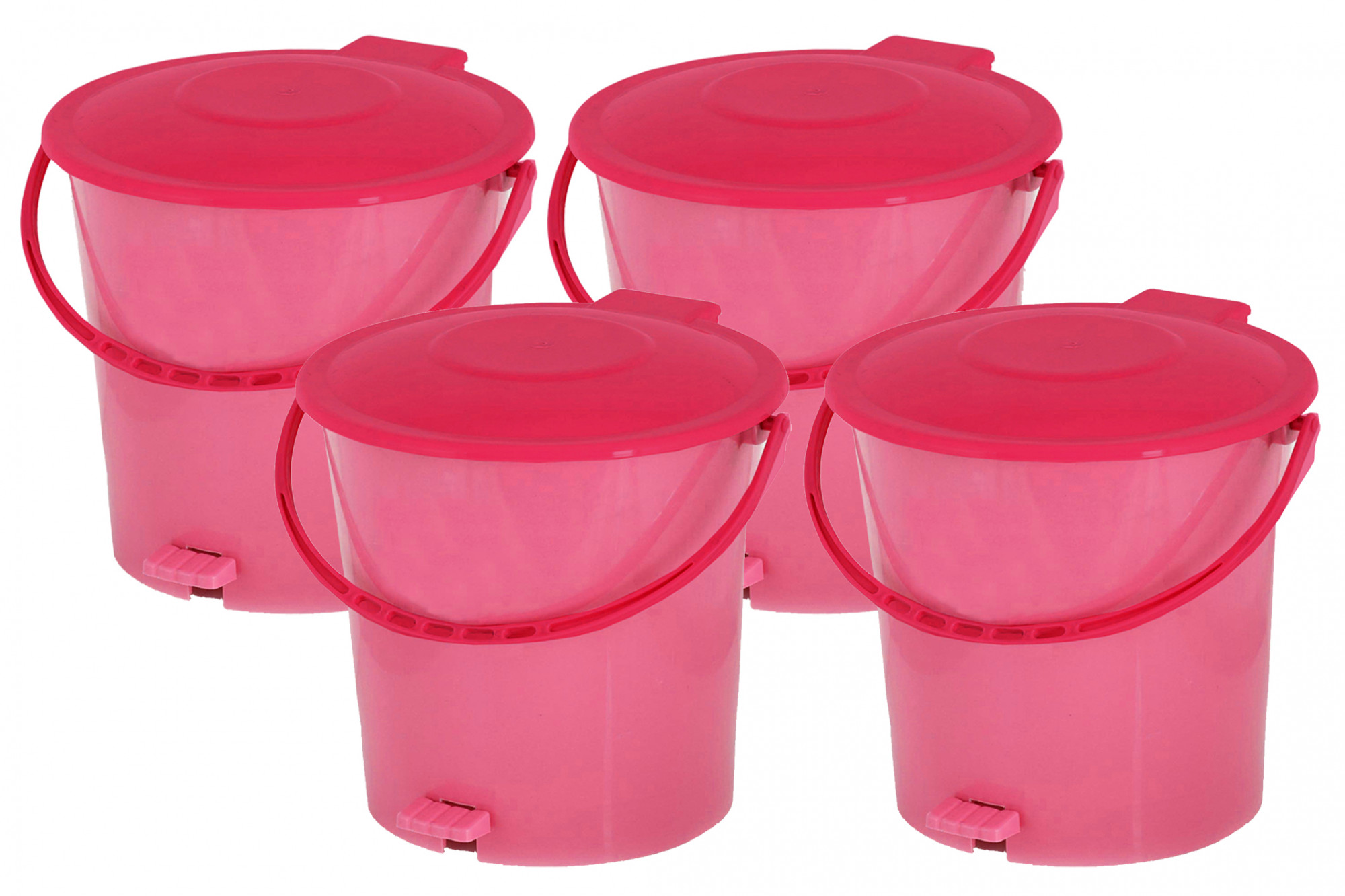 Kuber Industries Ultra Plastic Garbage Waste Pedal Dustbin for Home, Office with Handle, 5 Liters (Pink)-KUBMART3016