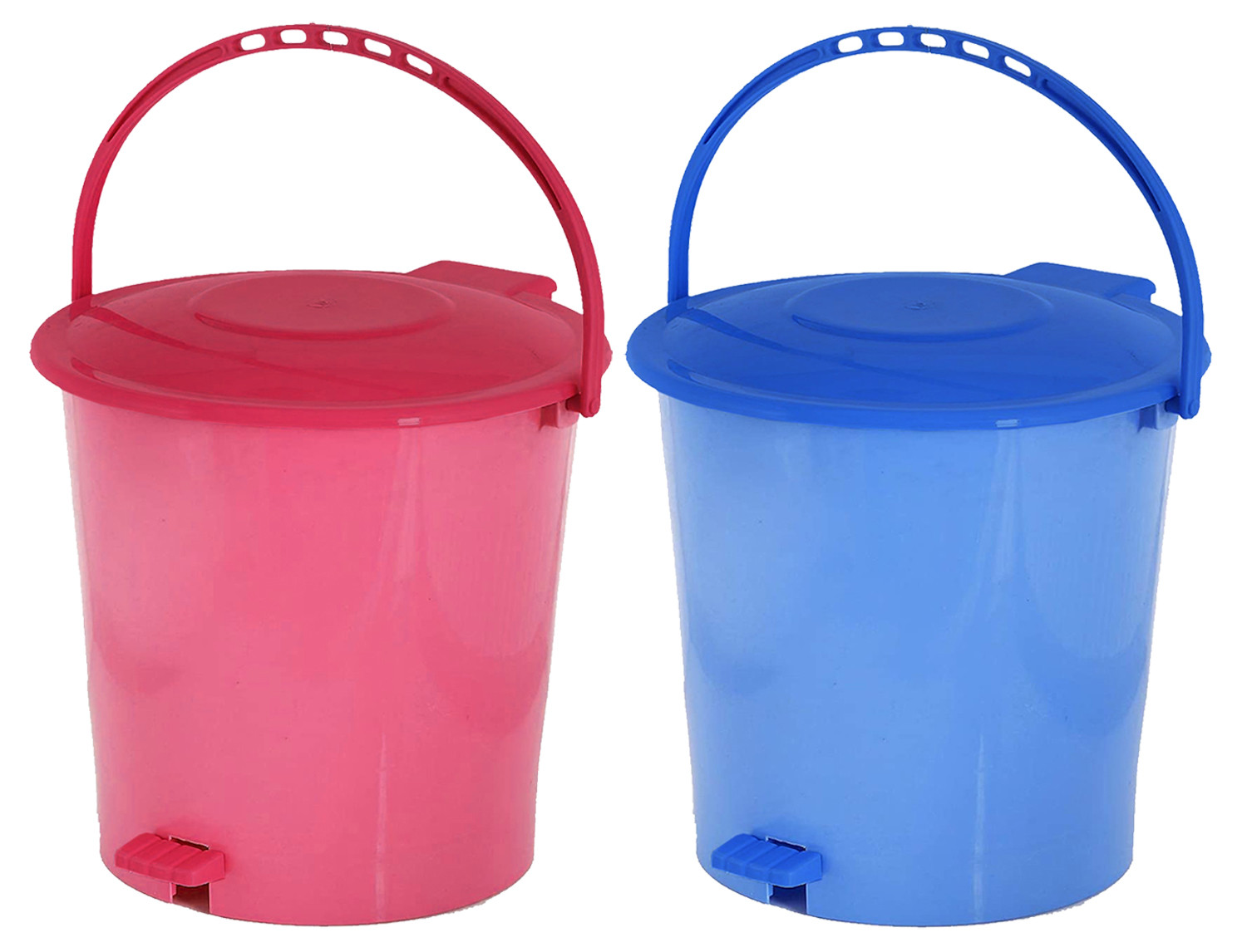 Kuber Industries Ultra Plastic Garbage Waste Pedal Dustbin for Home, Office with Handle, 5 Liters (Pink & Blue)-KUBMART3050