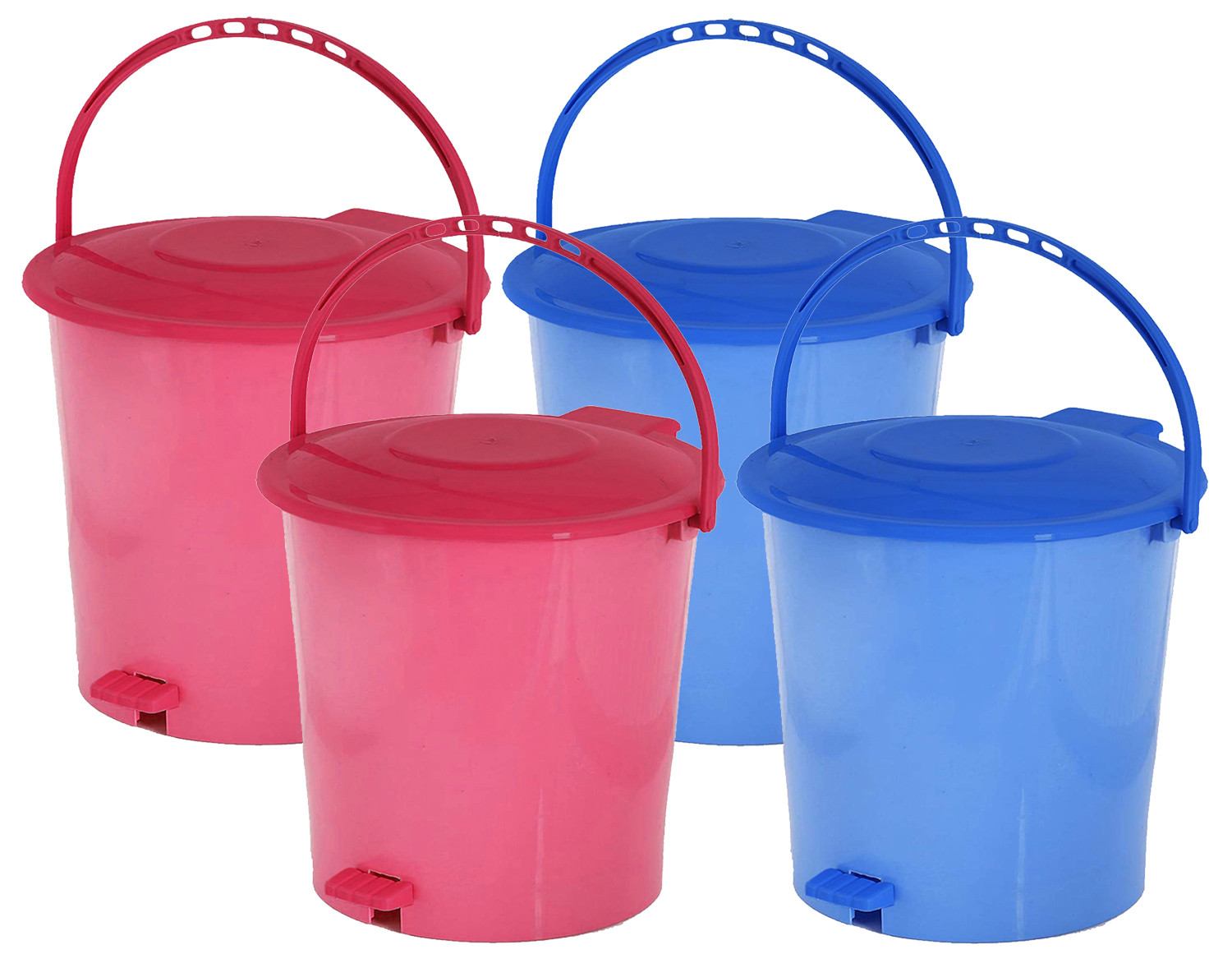 Kuber Industries Ultra Plastic Garbage Waste Pedal Dustbin for Home, Office with Handle, 5 Liters (Pink & Blue)-KUBMART3050