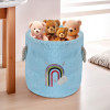 Ultra Soft Velvet Small 20 Ltr Foldable Toy Baskets for Storage with Handles | Multipurpose Mini Baby Clothes Basket for New Born - Baby Basket Organizer | GM-15-BLU | Blue