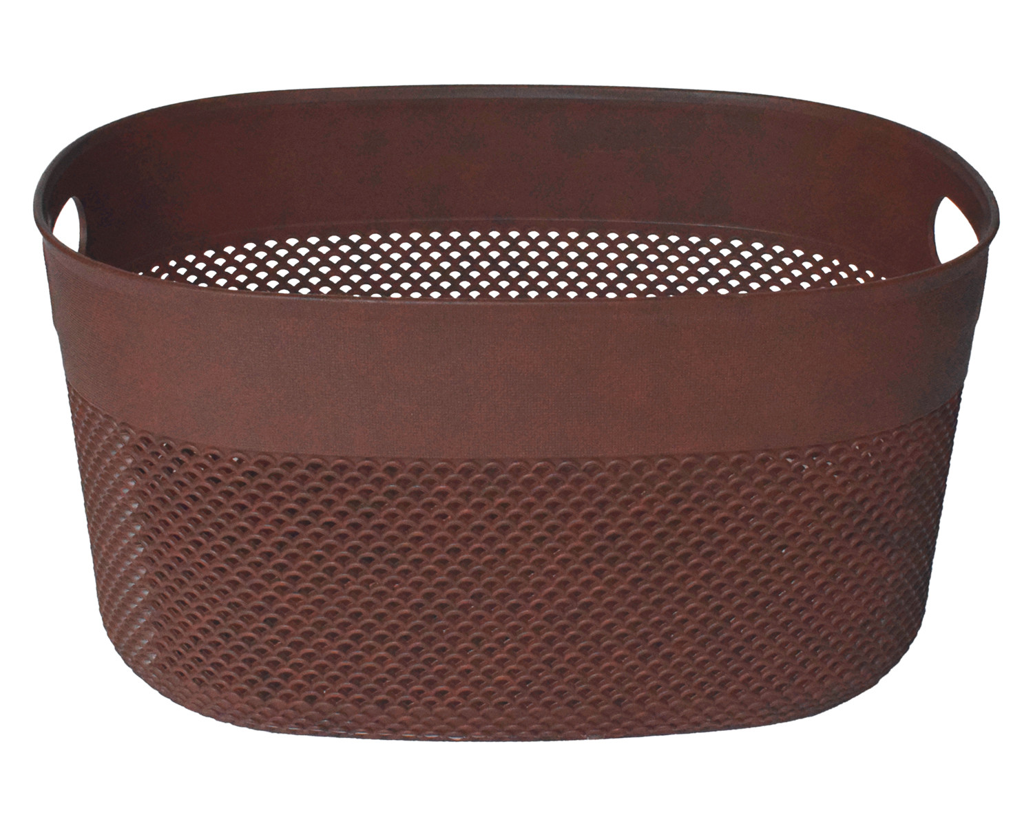 Kuber Industries Unbreakable  Medium Multipurpose Storage Baskets with lid|Design-Netted|Material-Plastic|Shape-Oval|Color-Brown