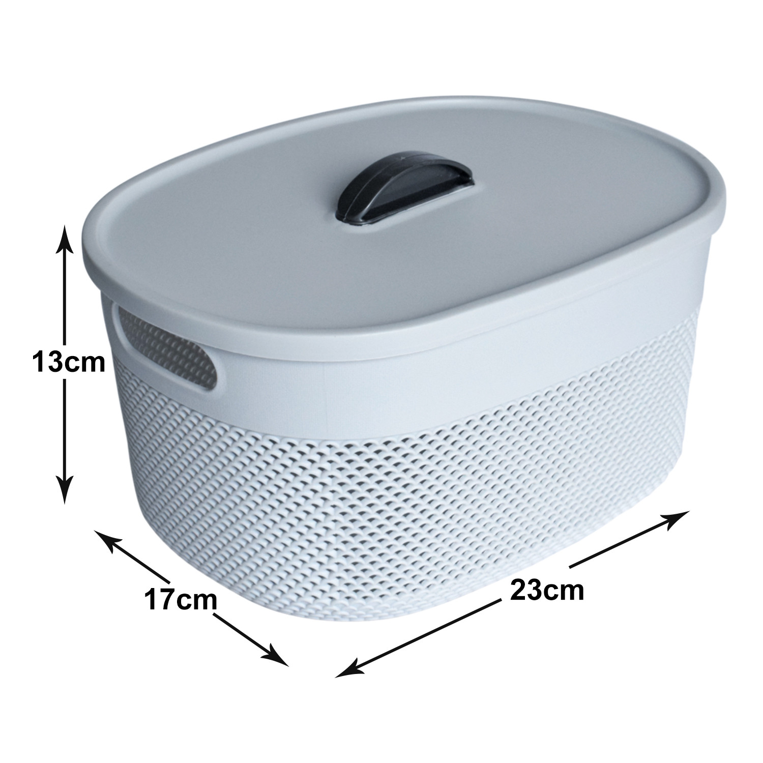 Kuber Industries Unbreakable  Medium Multipurpose Storage Baskets with lid|Design-Netted|Material-Plastic|Shape-Oval|Color-Grey