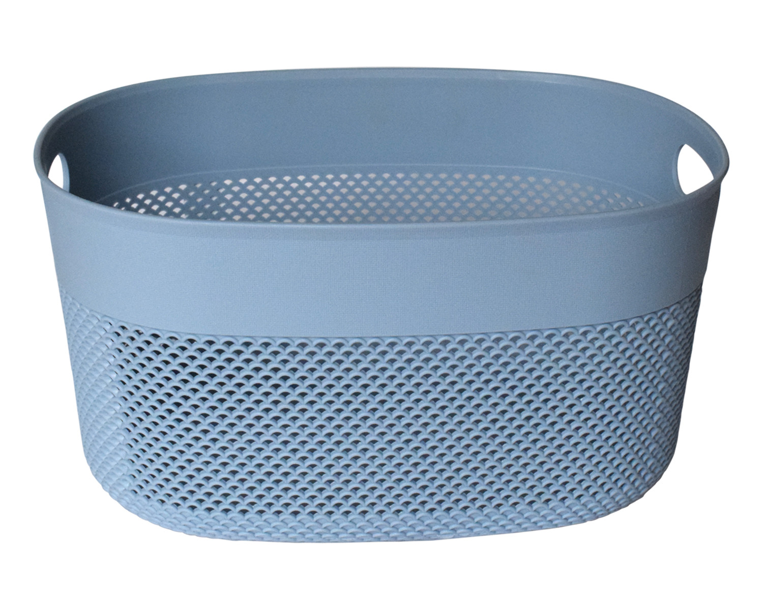 Kuber Industries Unbreakable  Medium Multipurpose Storage Baskets with lid|Design-Netted|Material-Plastic|Shape-Oval|Color-Sky Blue
