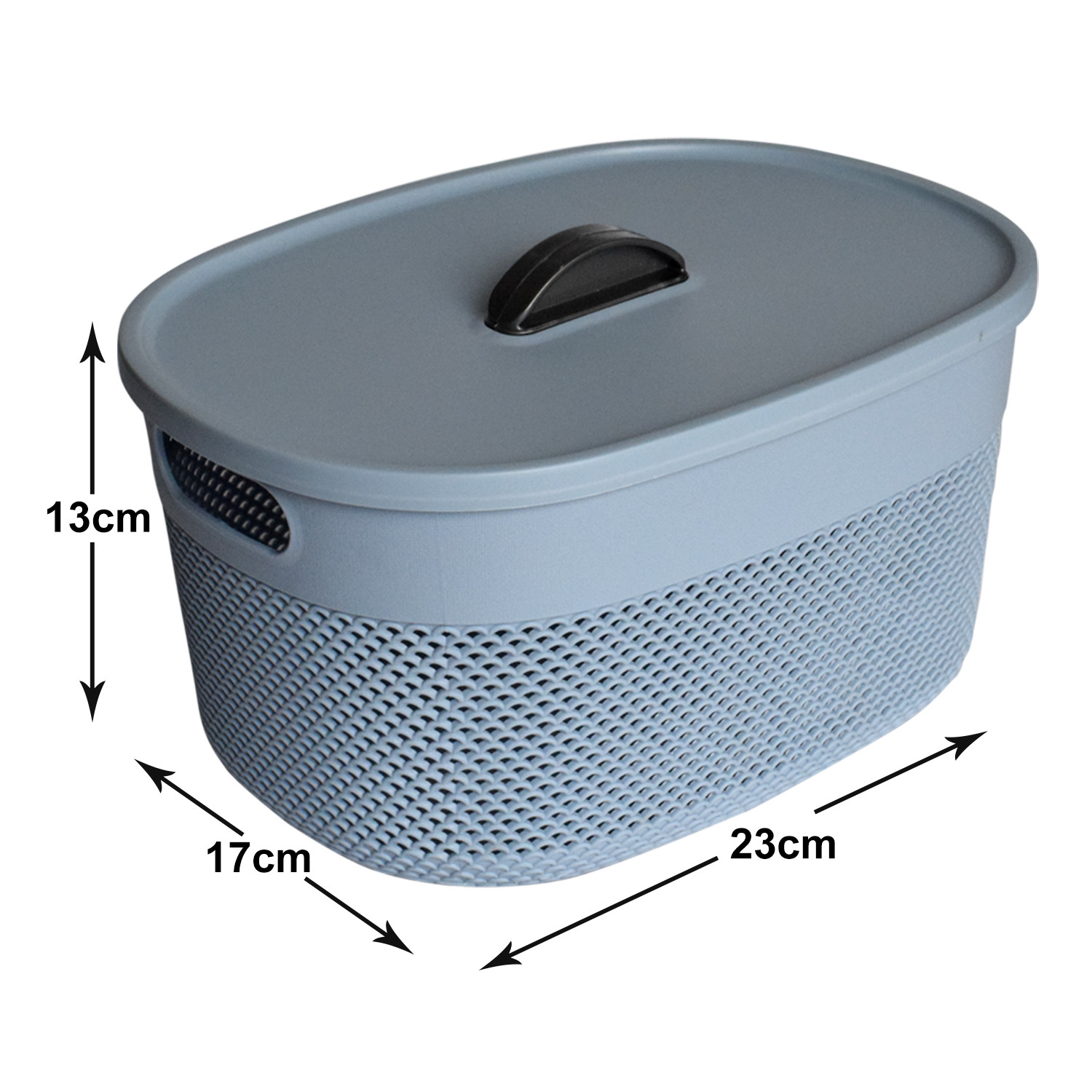 Kuber Industries Unbreakable  Medium Multipurpose Storage Baskets with lid|Design-Netted|Material-Plastic|Shape-Oval|Color-Sky Blue