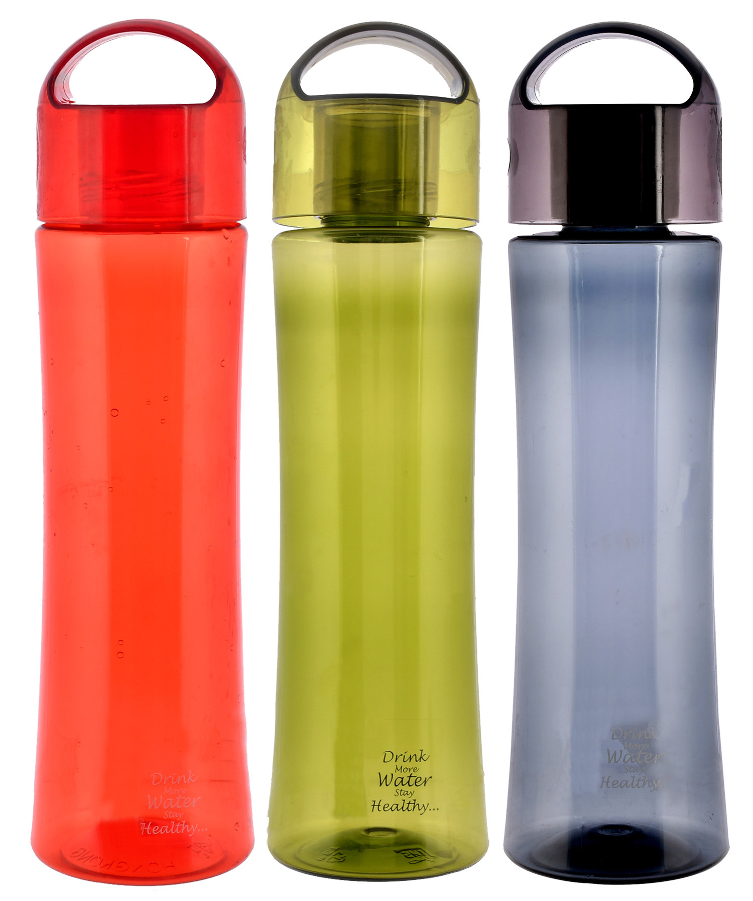 Kuber Industries Unbreakable BPA & Leak Free Plastic Water Bottle- 1 Litre, Pack of 3 (Red & Green & Grey)