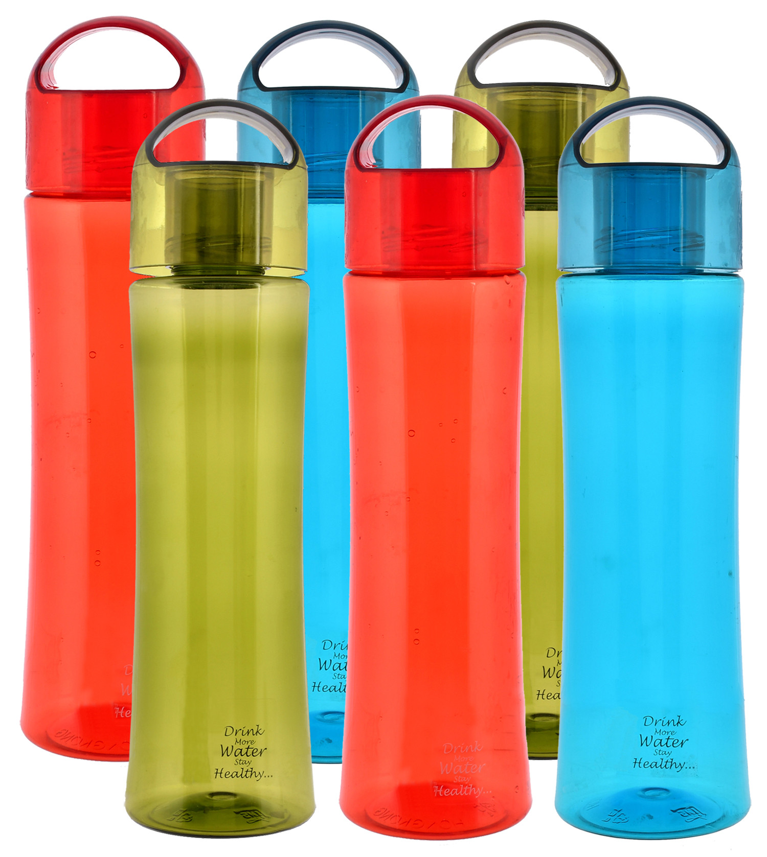 Kuber Industries Unbreakable BPA  Leak Free Plastic Water Bottle- 1 Litre Pack of 6 Red  Blue  Green
