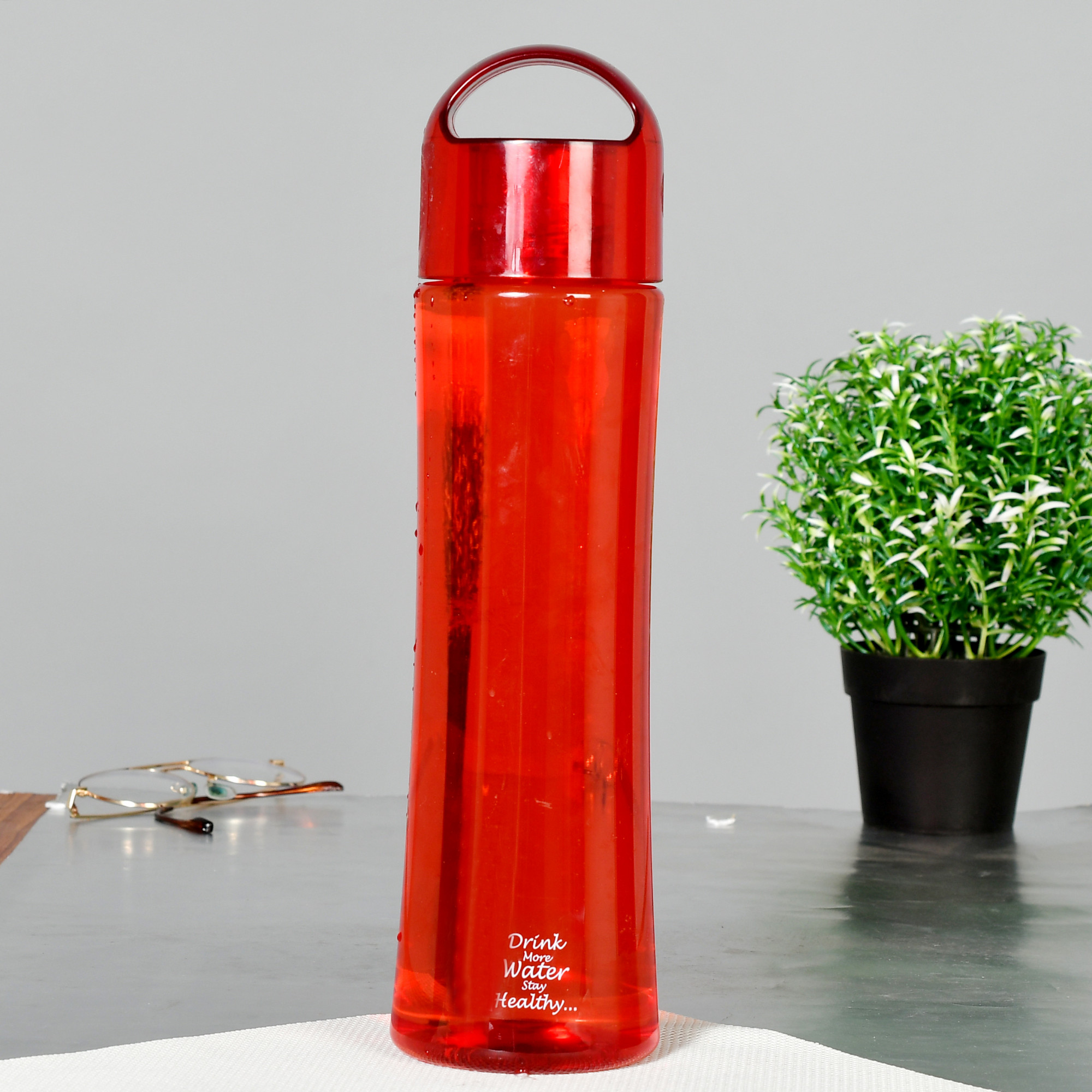 Kuber Industries Unbreakable BPA & Leak Free Plastic Water Bottle-1 Litre,(Red & Grey)