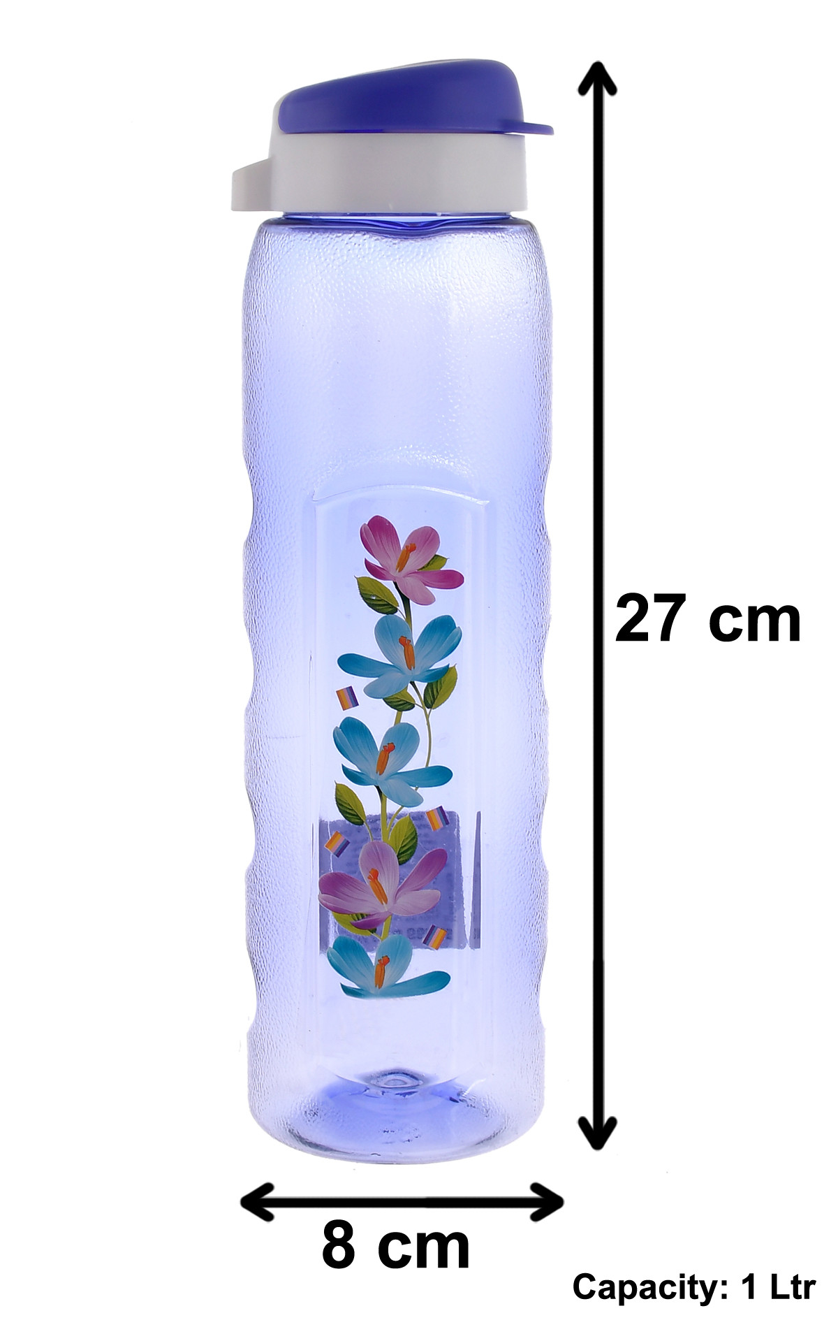 Kuber Industries Unbreakable BPA & Leak Free Plastic Water Bottle With Sipper-1 Litre, Pack of 4 (Pruple & Sky Blue)