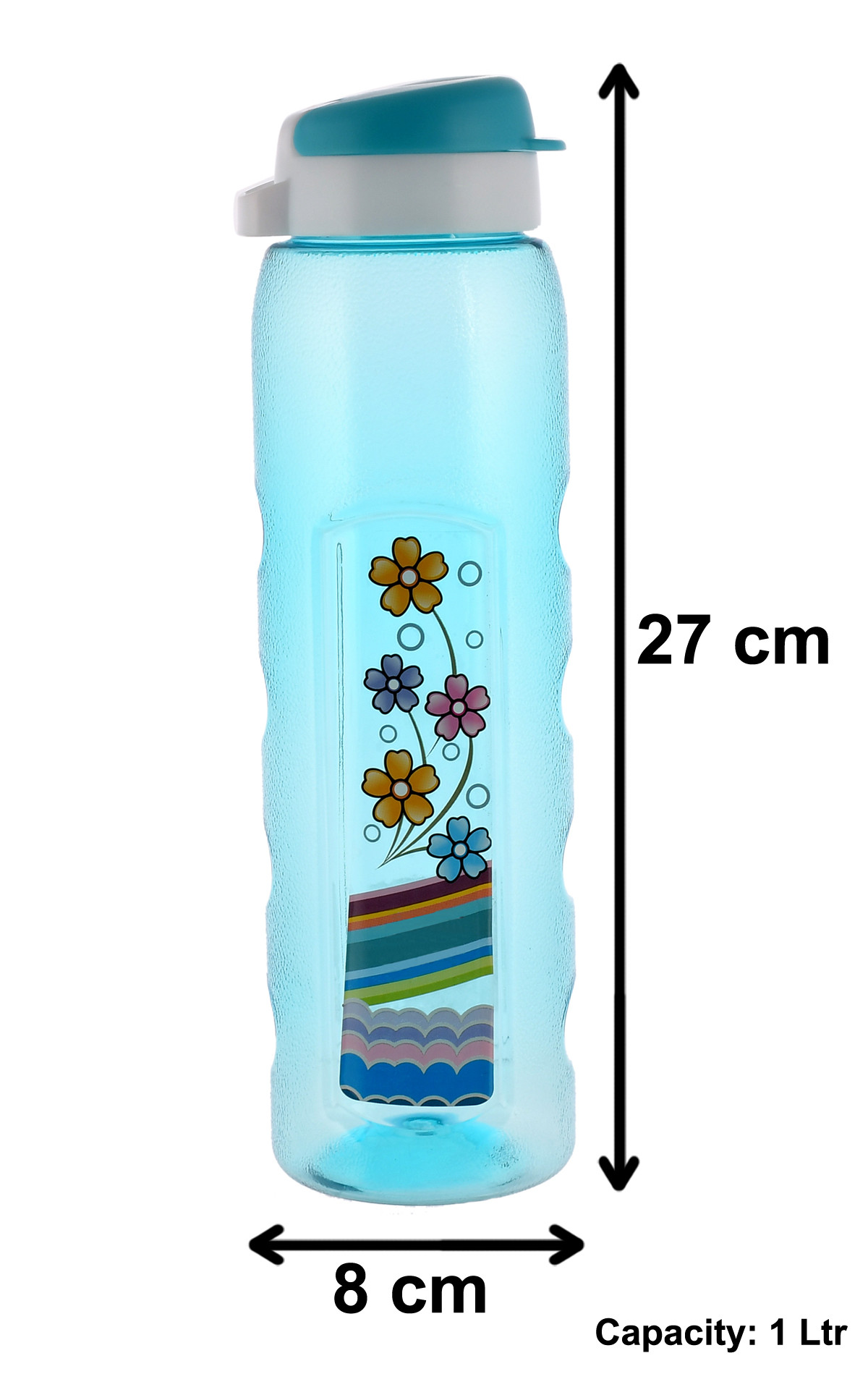 Kuber Industries Unbreakable BPA & Leak Free Plastic Water Bottle With Sipper-1 Litre, Pack of 4 (Sky Blue & Grey)