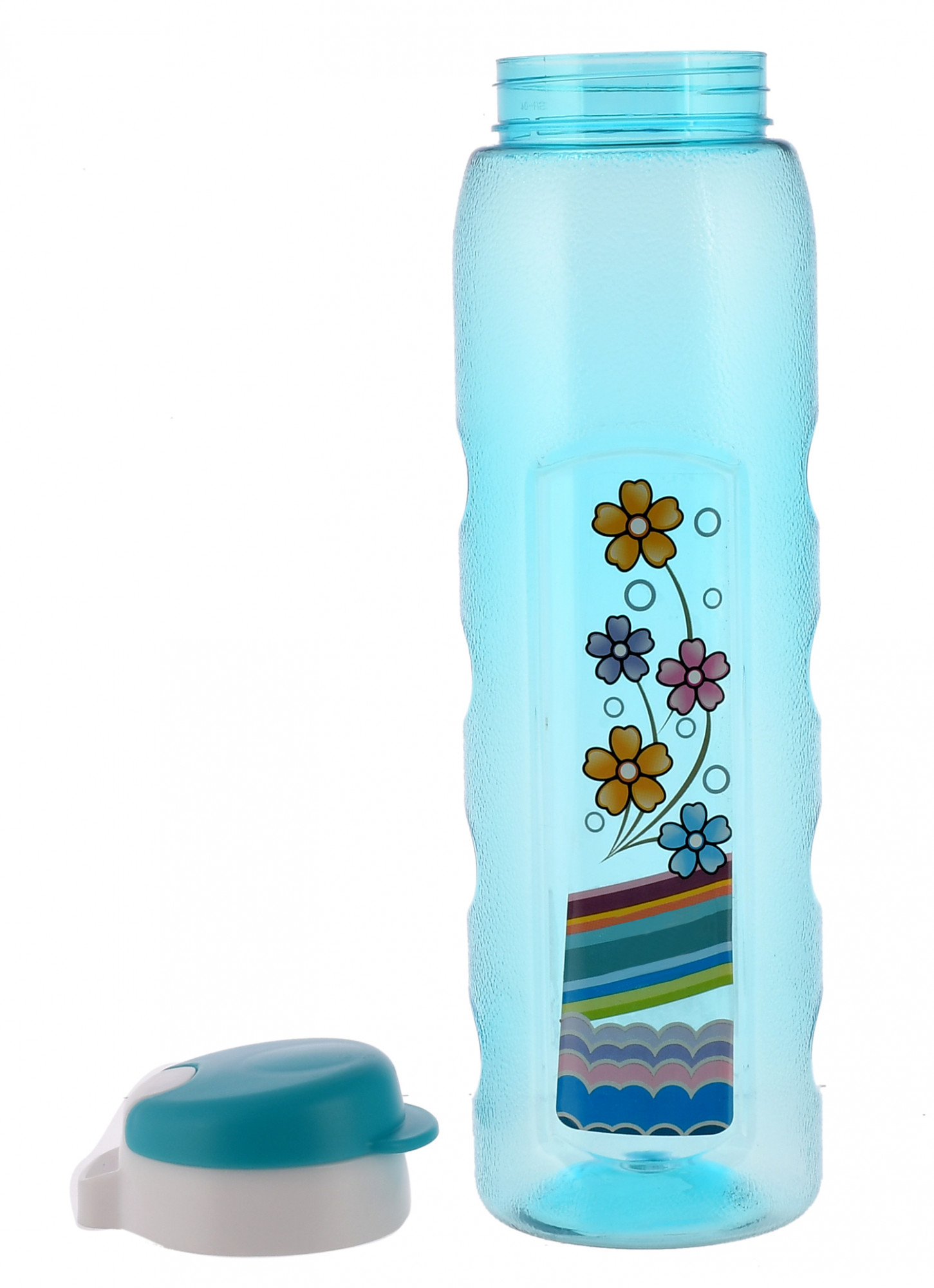Kuber Industries Unbreakable BPA & Leak Free Plastic Water Bottle With Sipper-1 Litre, Pack of 6 (Pruple & Sky Blue)