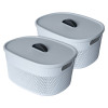 Kuber Industries Unbreakable Large Multipurpose Storage Baskets with lid|Design-Netted|Material-Plastic|Shape-Oval|Color-Grey
