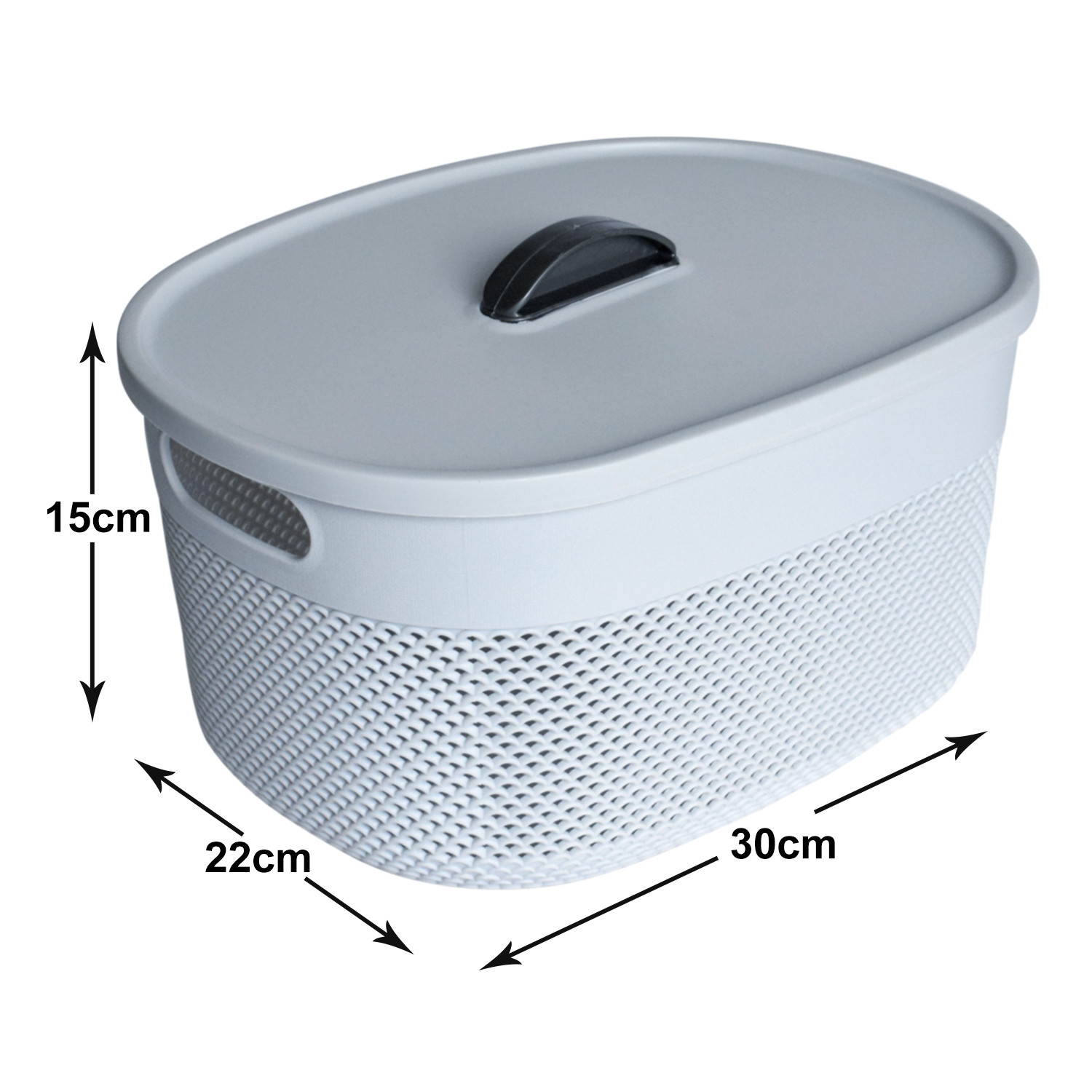 Kuber Industries Unbreakable Large Multipurpose Storage Baskets with lid|Design-Netted|Material-Plastic|Shape-Oval|Color-Grey