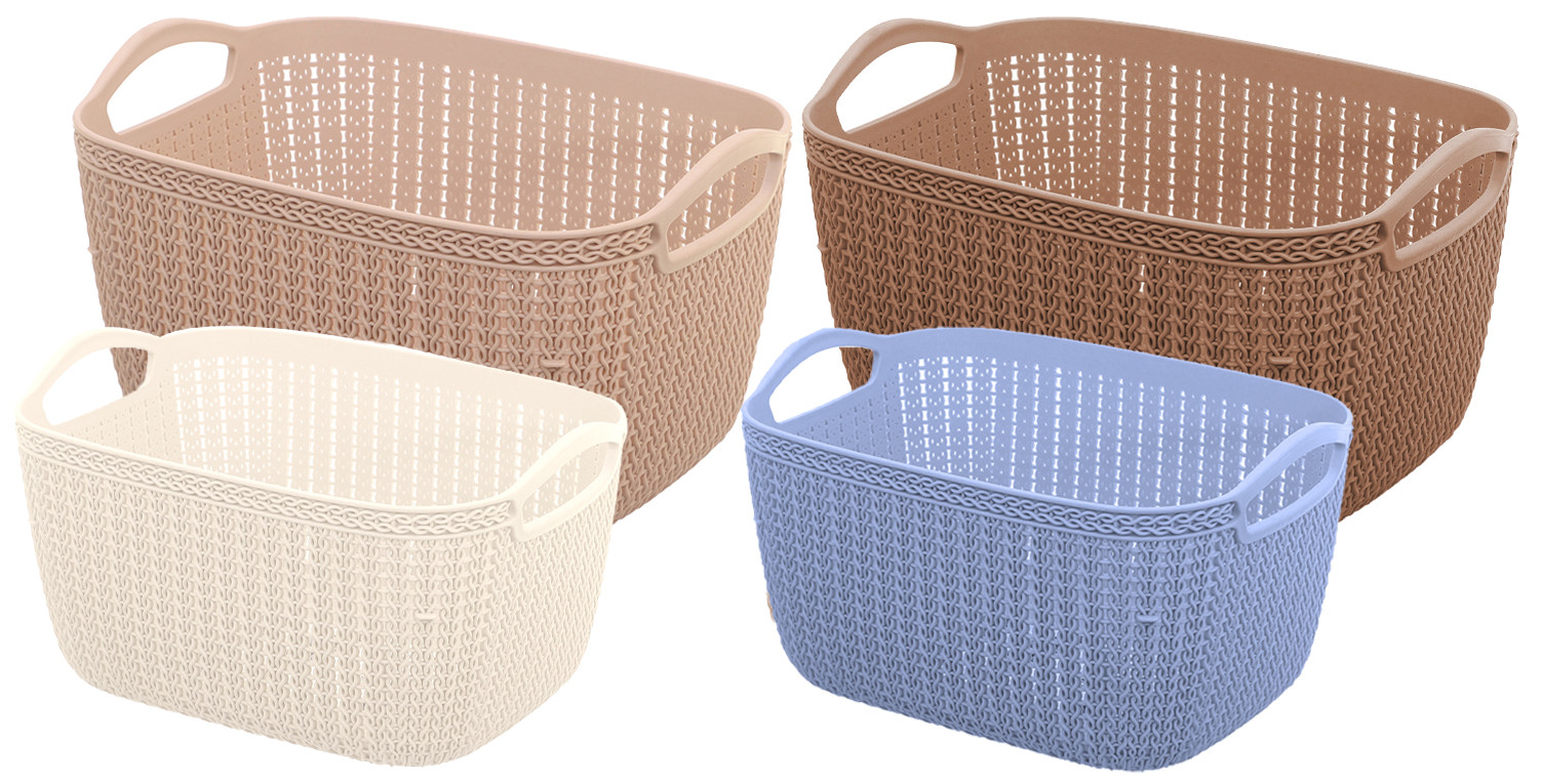 Kuber Industries Unbreakable Plastic 4 Pieces Multipurpose Large And Medium Size Flexible Storage Baskets / Fruit Vegetable Bathroom Stationary Home Basket with Handles (Peach & Brown & Cream & Grey) -CTKTC39382