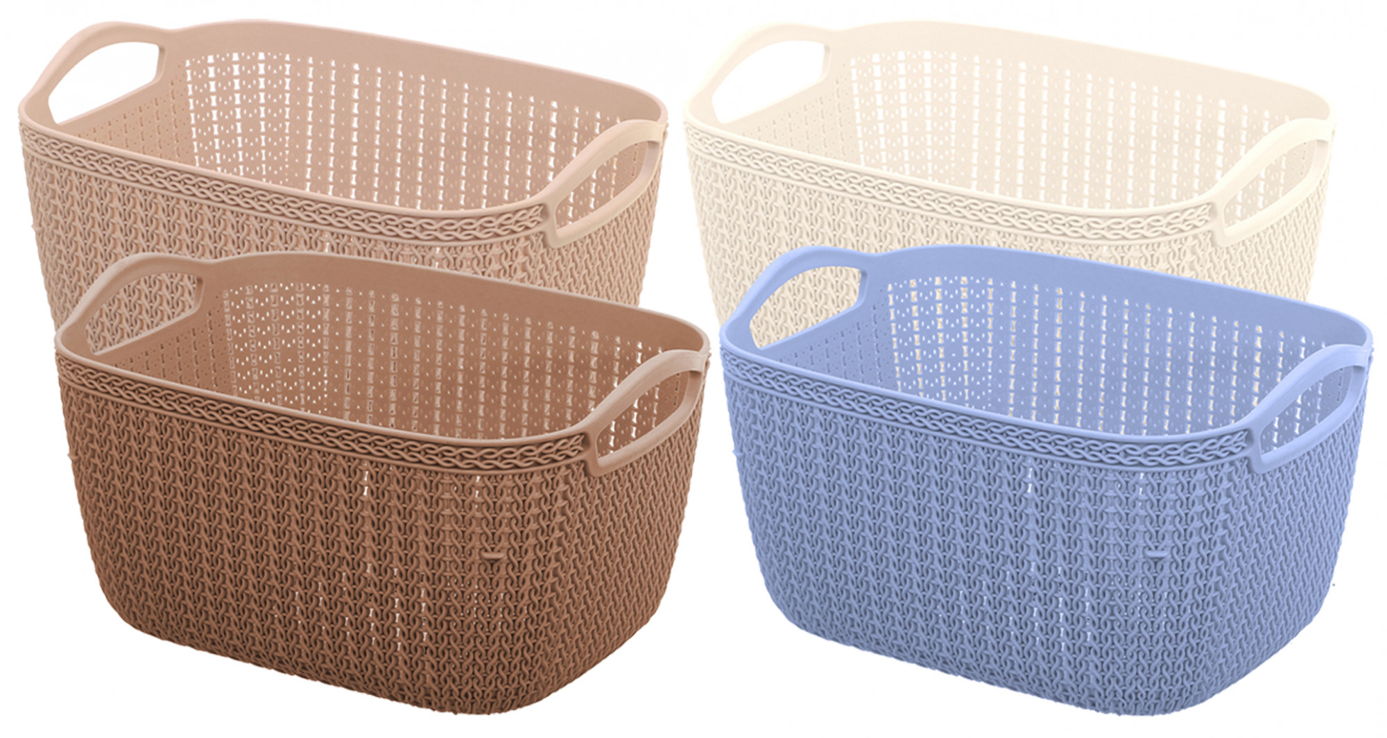 Kuber Industries Unbreakable Plastic 4 Pieces Multipurpose Large Size Flexible Storage Baskets / Fruit Vegetable Bathroom Stationary Home Basket with Handles (Peach & Brown & Cream & Grey) -CTKTC37871