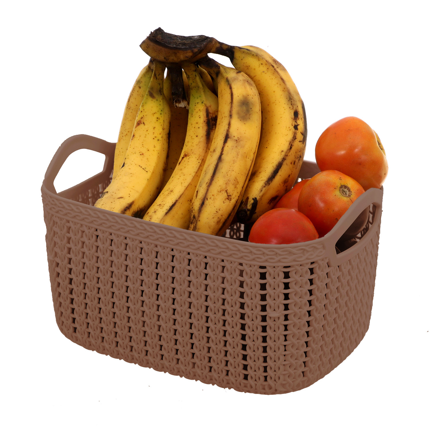 Kuber Industries Unbreakable Plastic 4 Pieces Multipurpose Large Size Flexible Storage Baskets / Fruit Vegetable Bathroom Stationary Home Basket with Handles (Peach & Brown & Cream & Grey) -CTKTC37871
