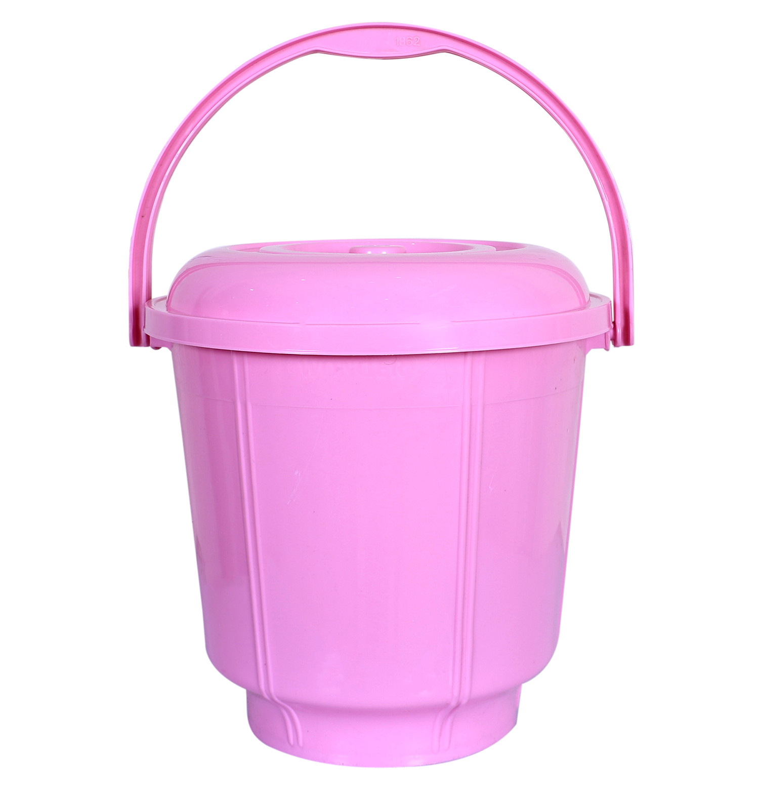 Kuber Industries Unbreakable Plastic Durable & Lightweight Strong Bathroom Bucket With Lid And Handle. 13 Ltr (Pink)