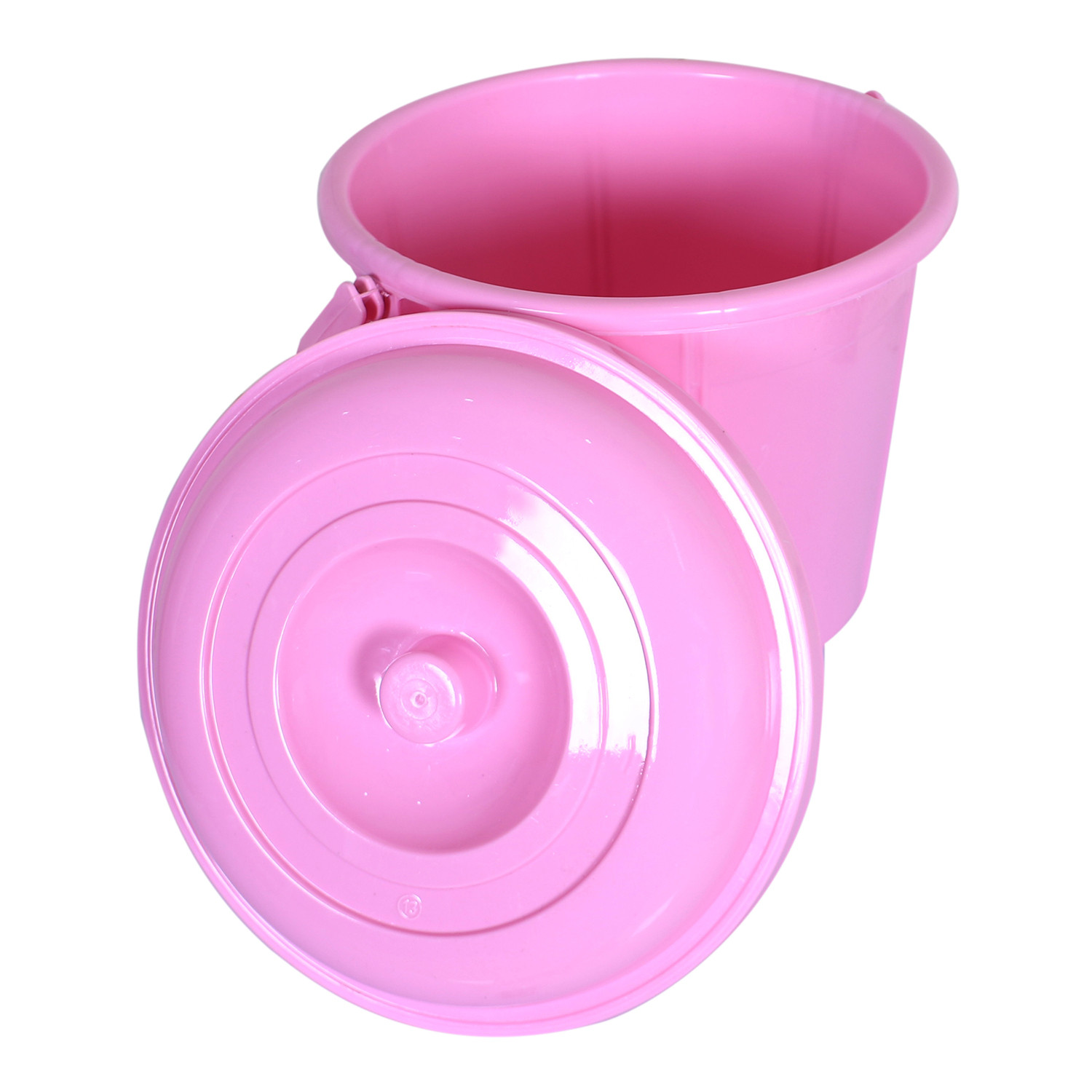 Kuber Industries Unbreakable Plastic Durable & Lightweight Strong Bathroom Bucket With Lid And Handle. 13 Ltr (Pink)