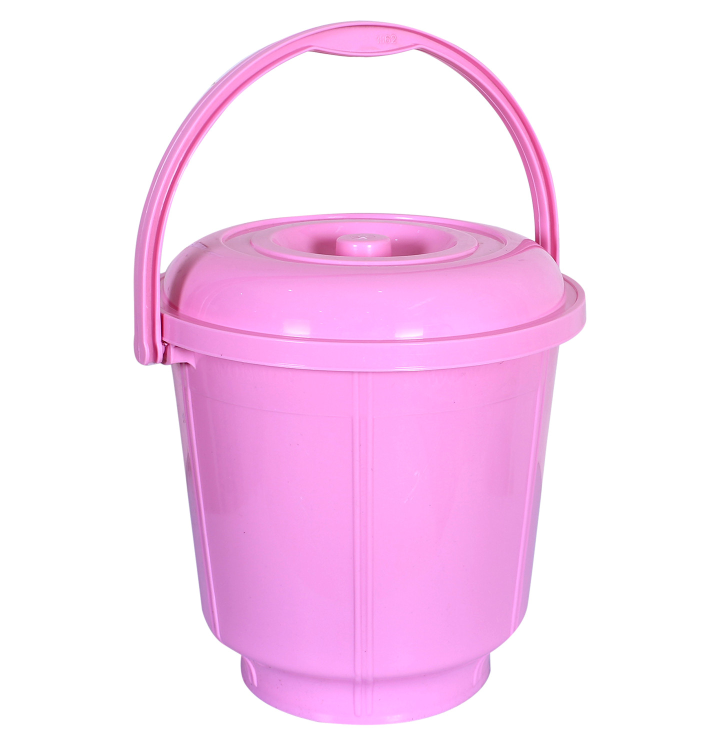 Kuber Industries Unbreakable Plastic Durable & Lightweight Strong Bathroom Bucket With Lid And Handle. 13 Ltr (Pink)