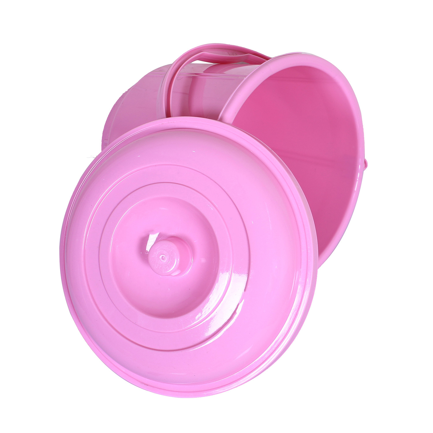 Kuber Industries Unbreakable Plastic Durable & Lightweight Strong Bathroom Bucket With Lid And Handle. 13 Ltr (Pink)