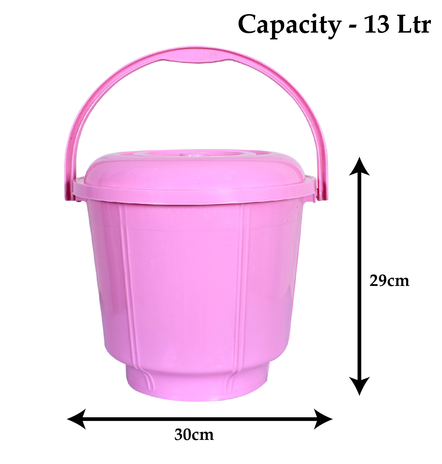 Kuber Industries Unbreakable Plastic Durable & Lightweight Strong Bathroom Bucket With Lid And Handle. 13 Ltr (Pink)