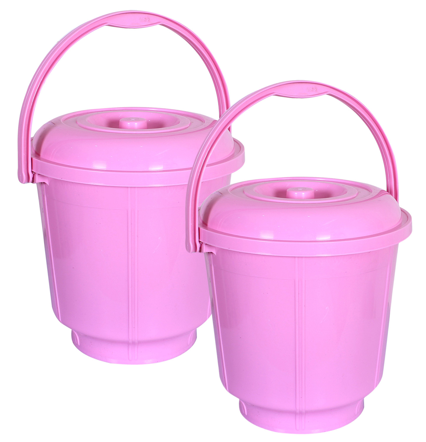Kuber Industries Unbreakable Plastic Durable & Lightweight Strong Bathroom Bucket With Lid And Handle. 13 Ltr (Pink)