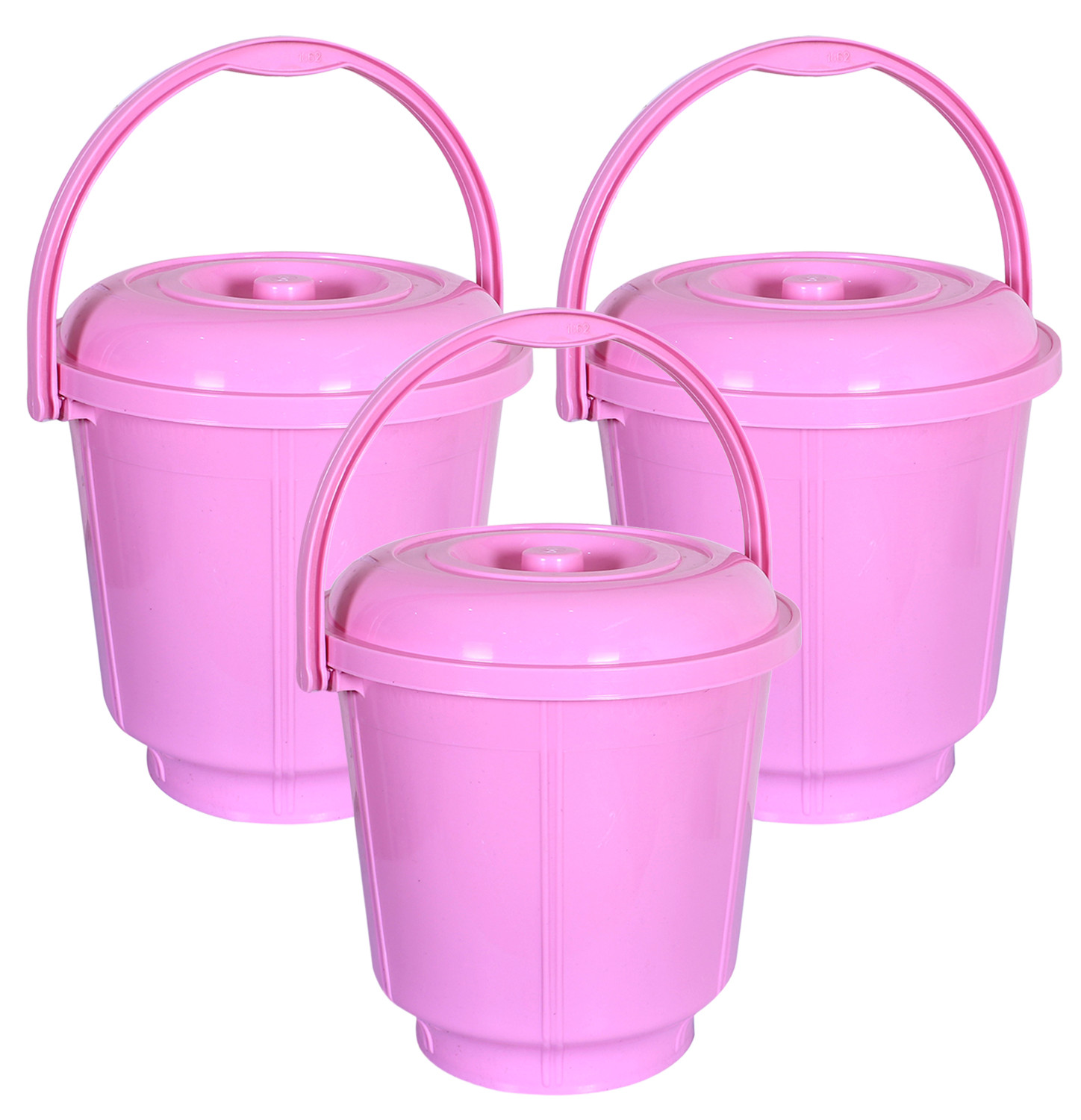 Kuber Industries Unbreakable Plastic Durable & Lightweight Strong Bathroom Bucket With Lid And Handle. 13 Ltr (Pink)