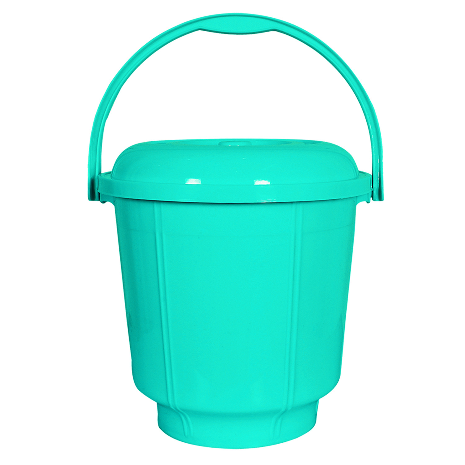 Kuber Industries Unbreakable Plastic Durable & Lightweight Strong Bathroom Bucket With Lid And Handle,13 Ltr. (Mint Green)