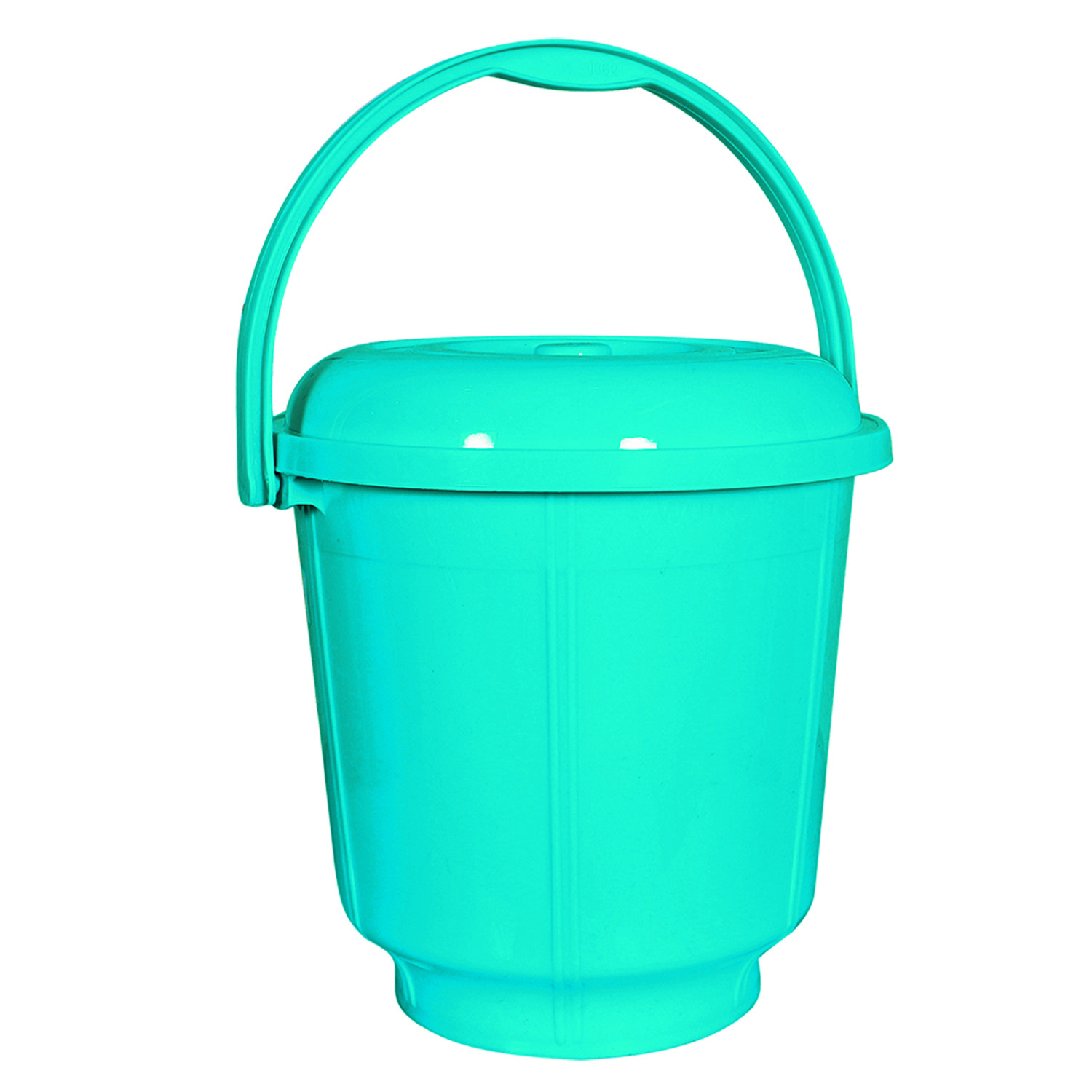Kuber Industries Unbreakable Plastic Durable & Lightweight Strong Bathroom Bucket With Lid And Handle,13 Ltr. (Mint Green)