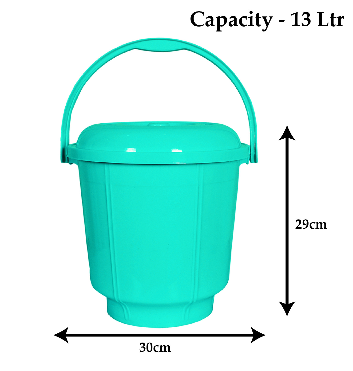 Kuber Industries Unbreakable Plastic Durable & Lightweight Strong Bathroom Bucket With Lid And Handle,13 Ltr. (Mint Green)