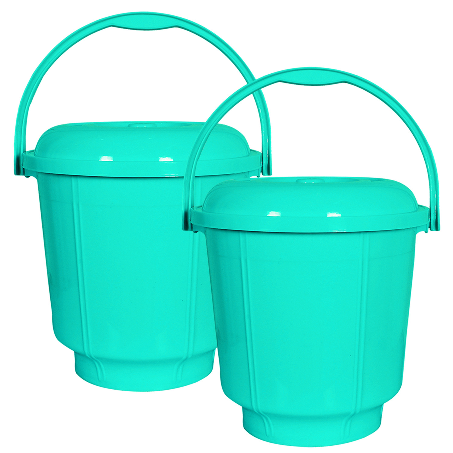 Kuber Industries Unbreakable Plastic Durable & Lightweight Strong Bathroom Bucket With Lid And Handle,13 Ltr. (Mint Green)
