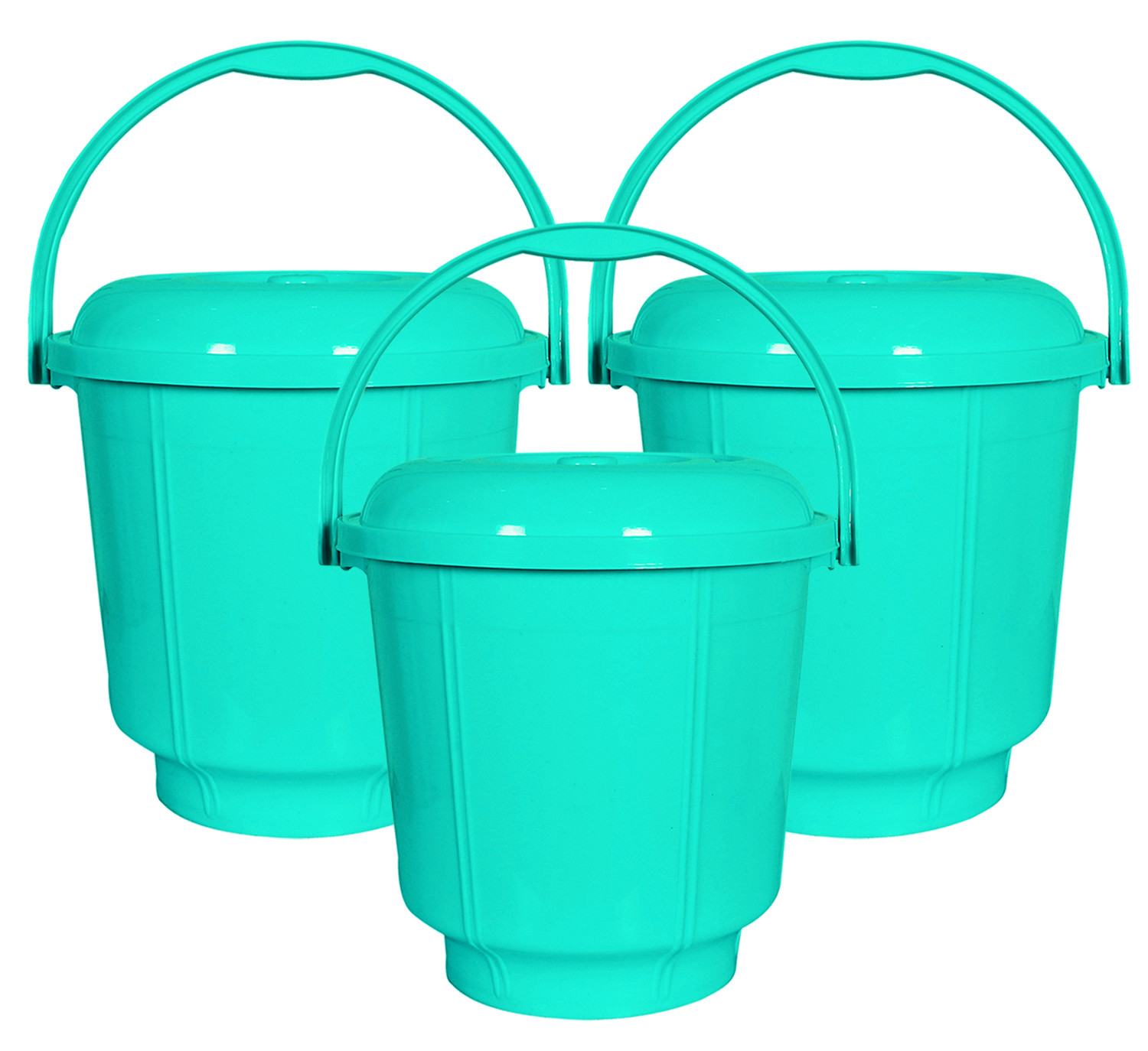 Kuber Industries Unbreakable Plastic Durable & Lightweight Strong Bathroom Bucket With Lid And Handle,13 Ltr. (Mint Green)