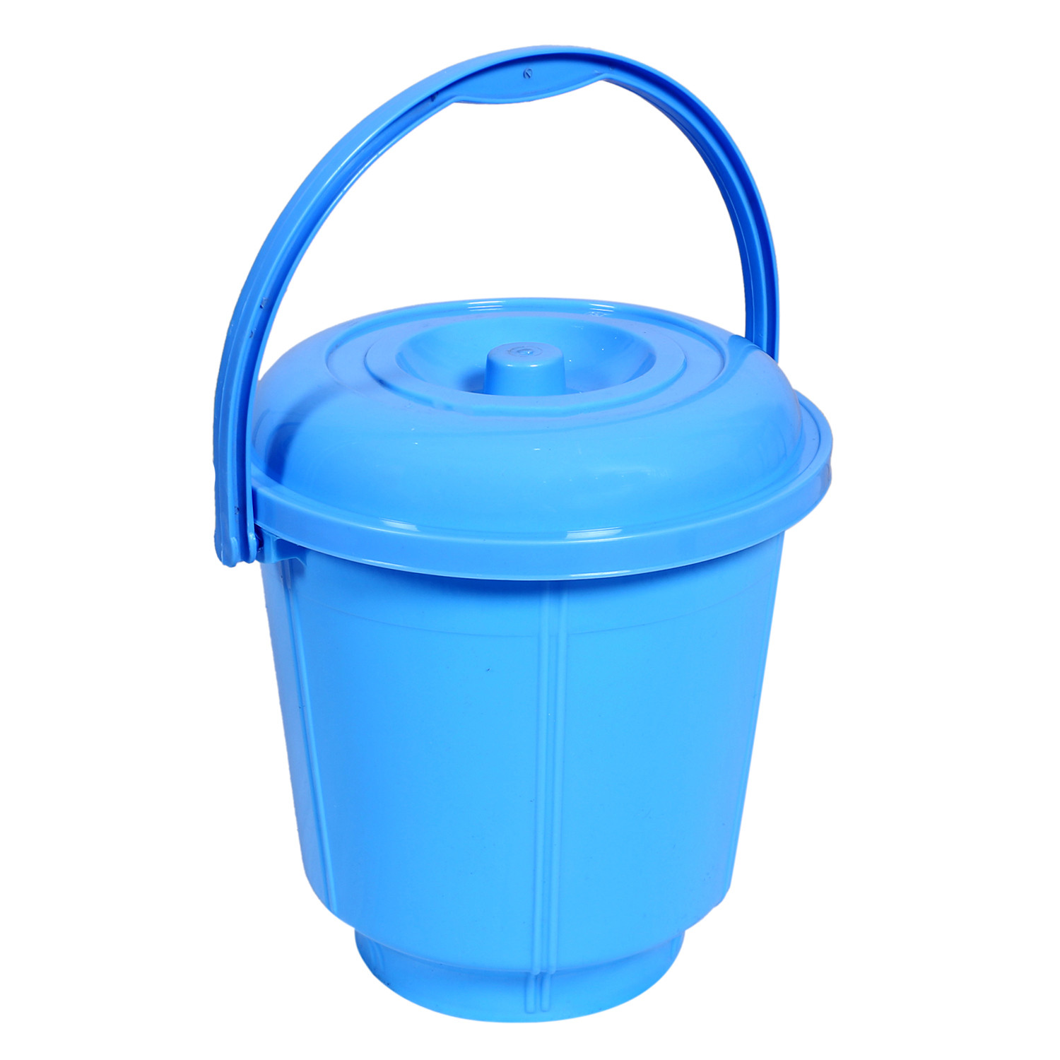 Kuber Industries Unbreakable Plastic Durable & Lightweight Strong Bathroom Bucket With Lid And Handle,13 Ltr. (Sky Blue)